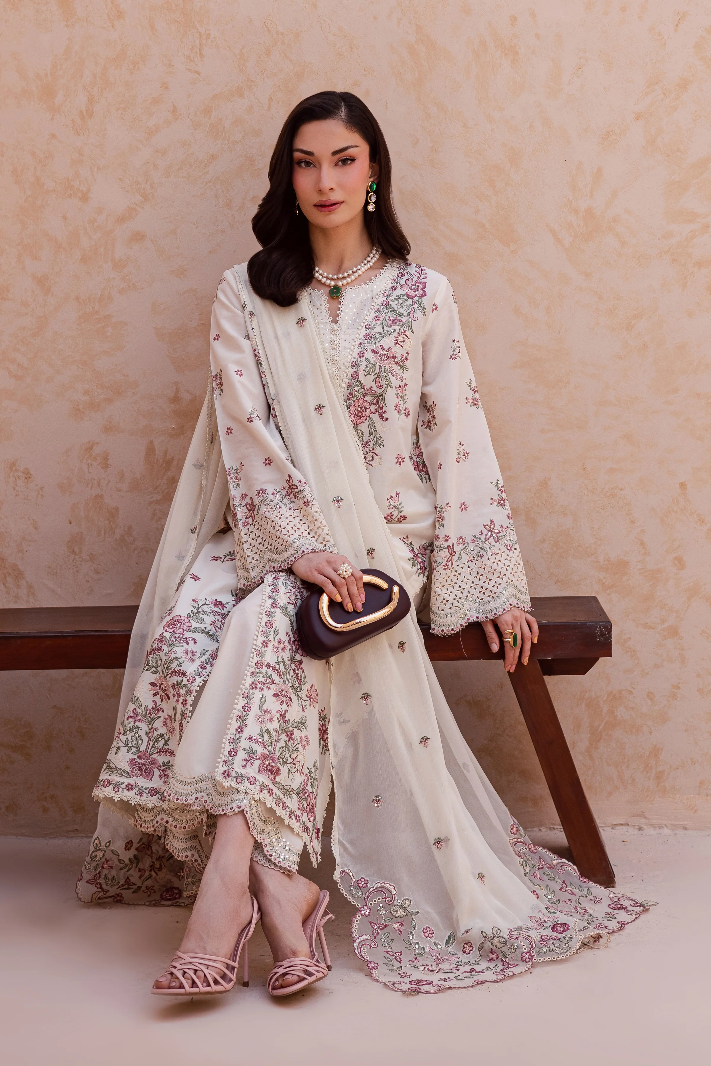 Pearl Dust 3Pc - Festive Embroidered Lawn - Image 3