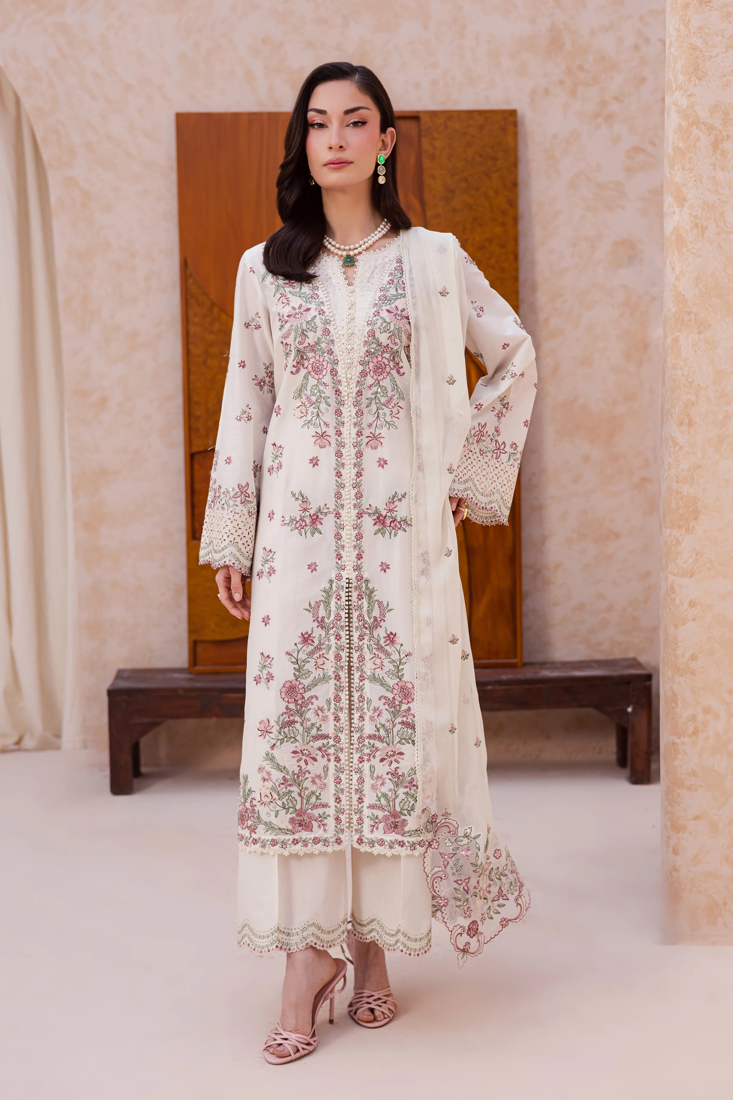 Pearl Dust 3Pc - Festive Embroidered Lawn - Image 4