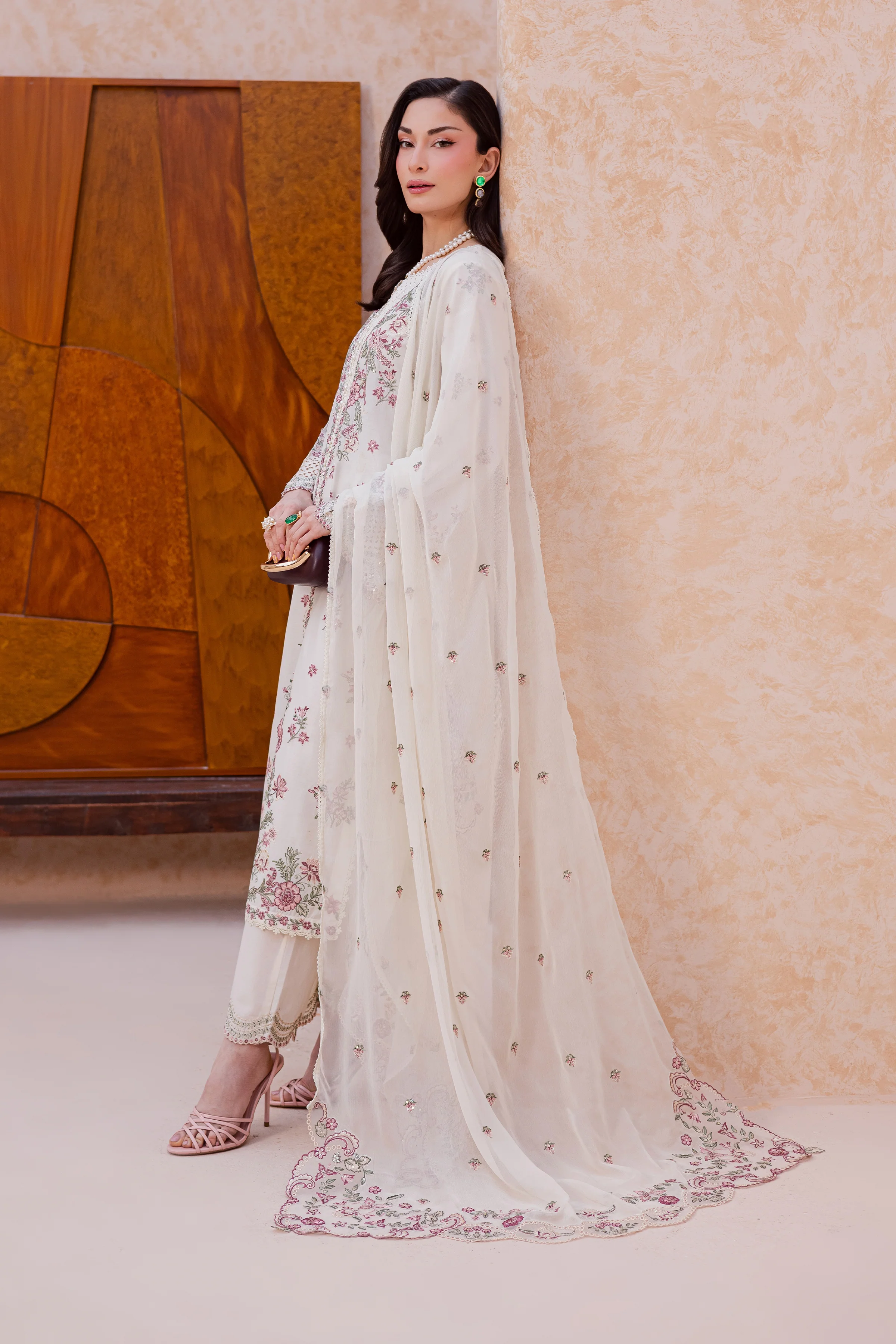 Pearl Dust 3Pc - Festive Embroidered Lawn - Image 6