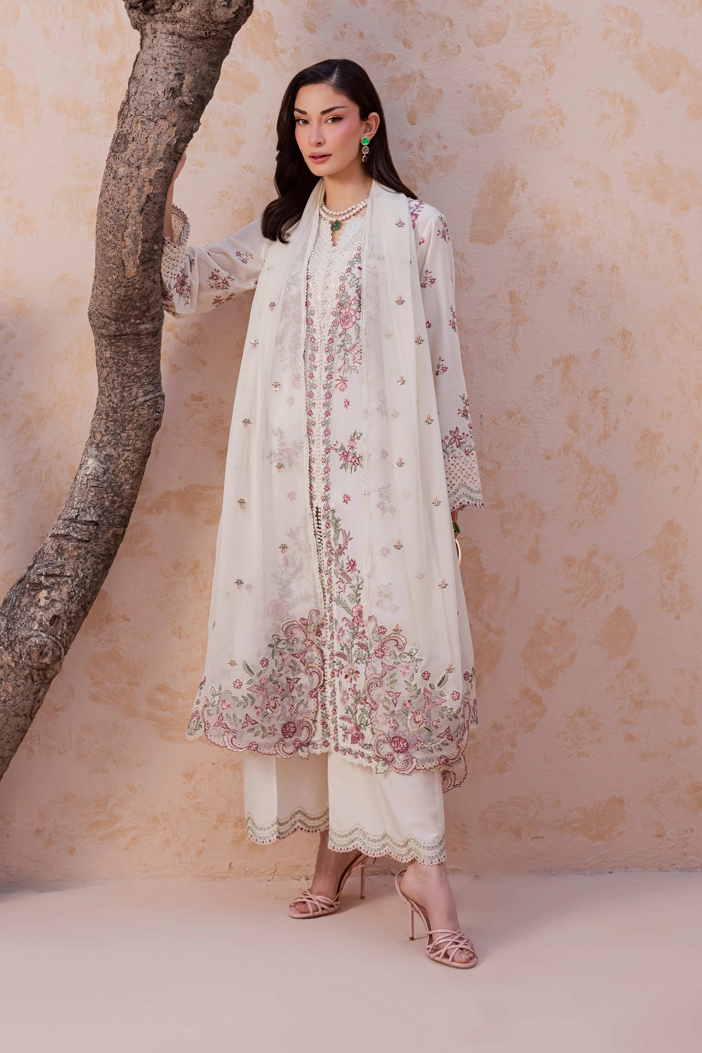 Pearl Dust 3Pc - Festive Embroidered Lawn - Image 7