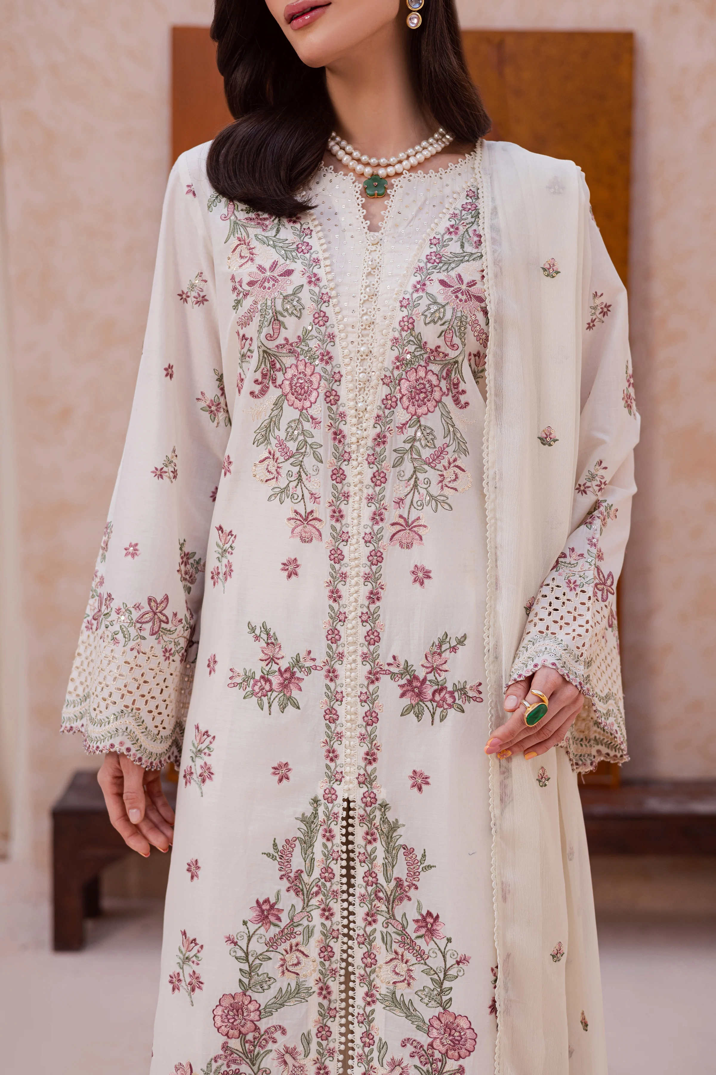 Pearl Dust 3Pc - Festive Embroidered Lawn - Image 9
