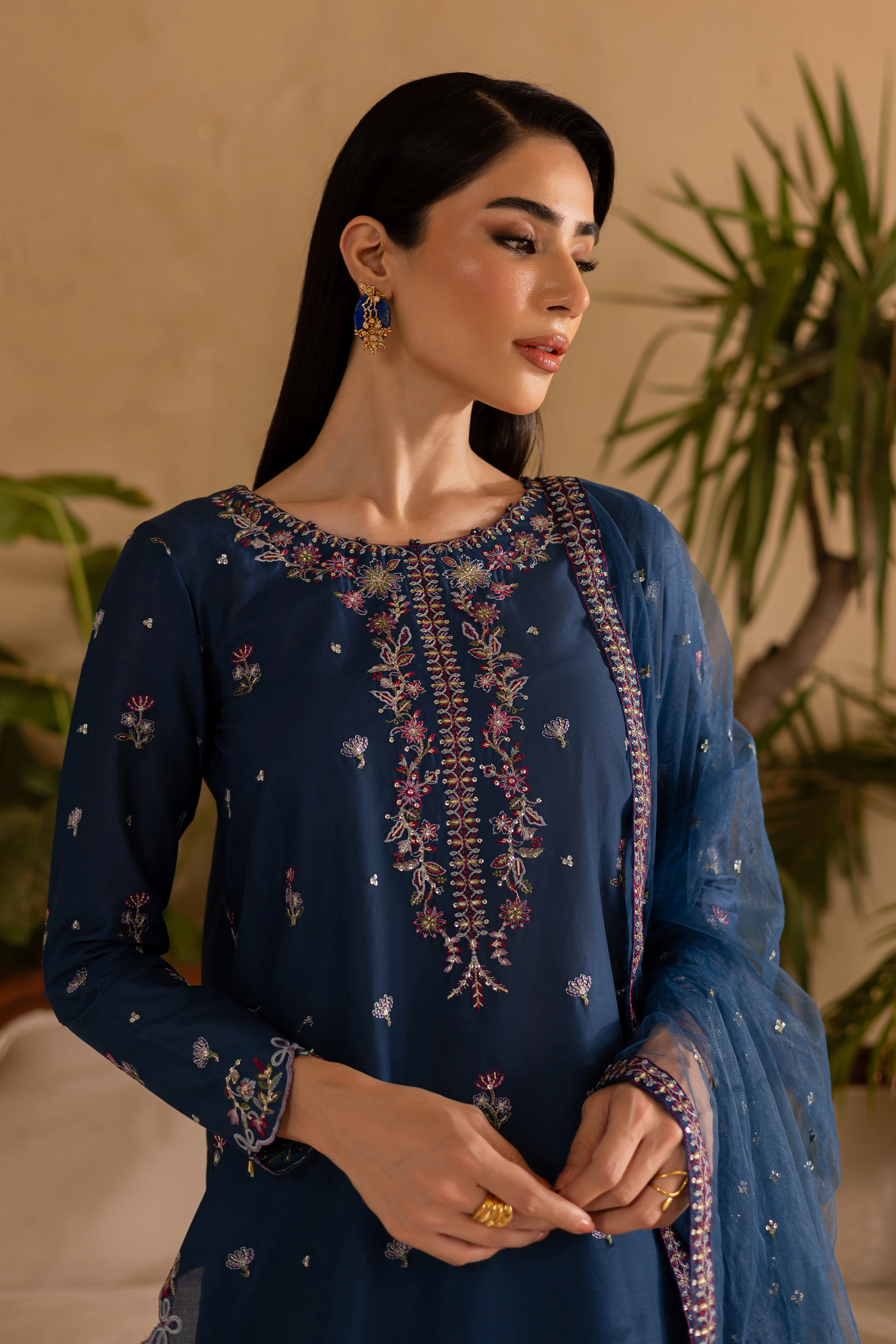 Perk 3Pc - Embroidered Solid Dress - Image 2