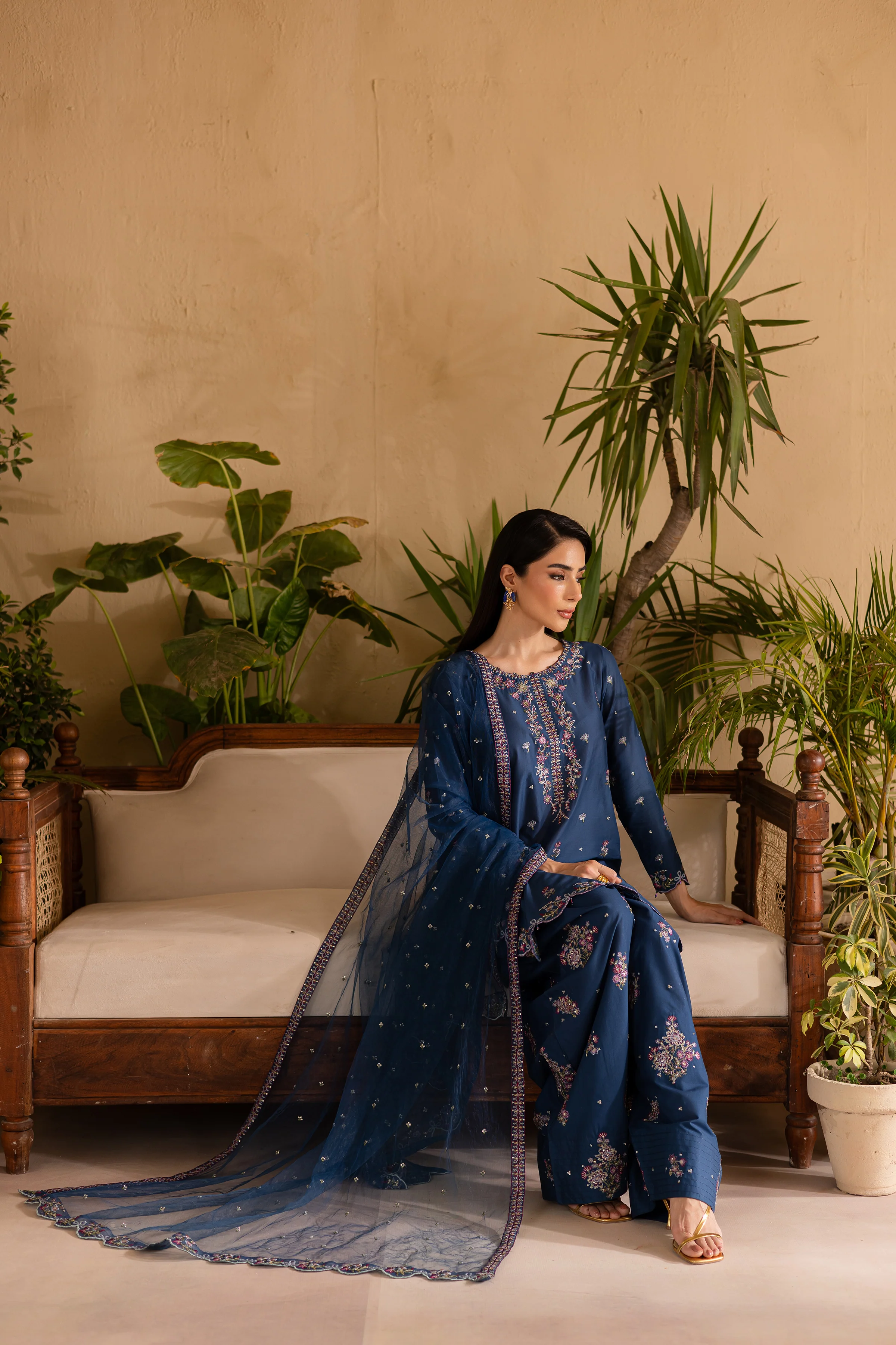 Perk 3Pc - Embroidered Solid Dress - Image 4