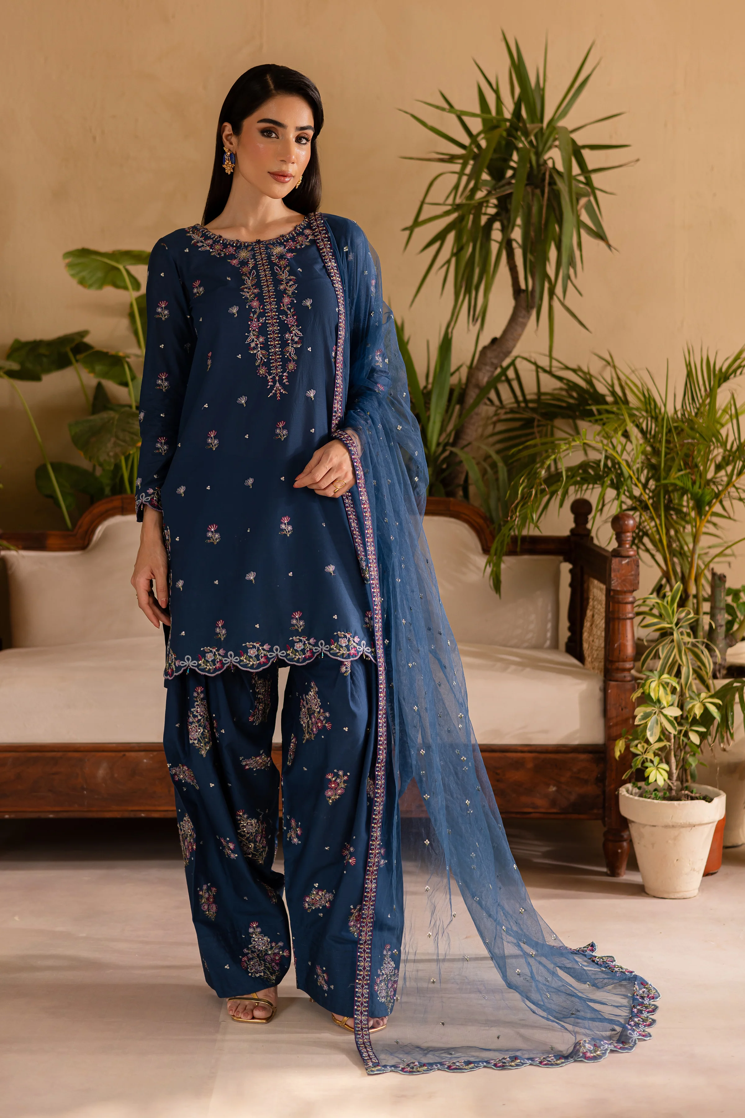 Perk 3Pc - Embroidered Solid Dress - Image 5