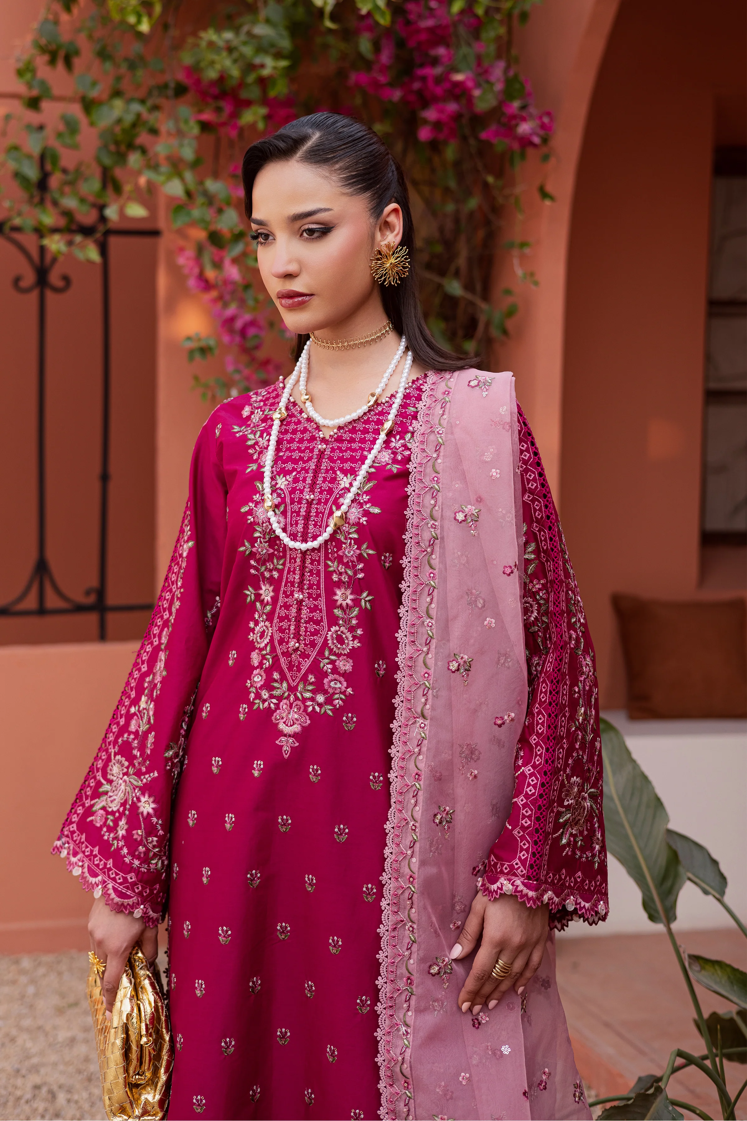 Pink Aleyla 3Pc - Festive Embroidered Lawn - Image 10
