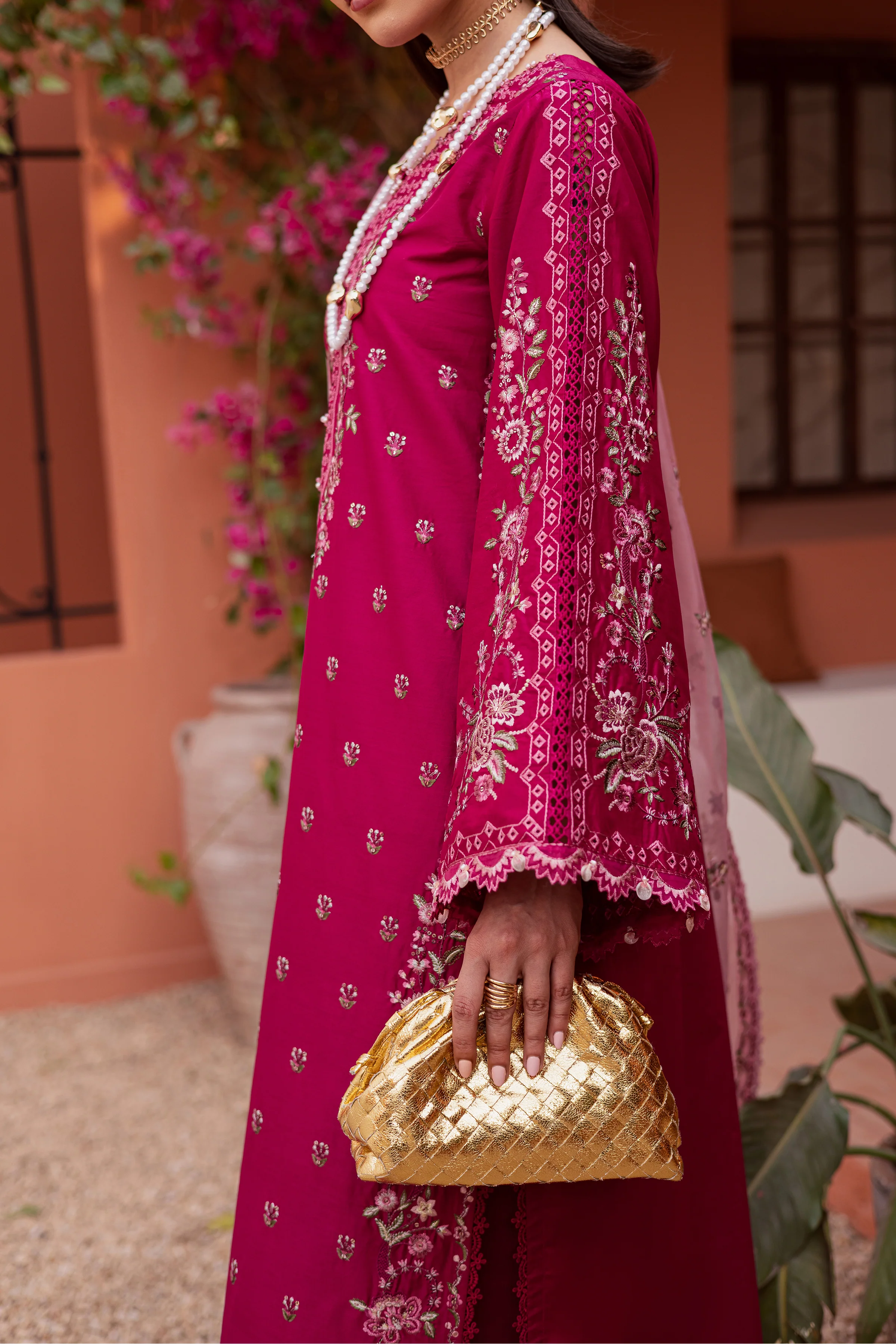 Pink Aleyla 3Pc - Festive Embroidered Lawn - Image 12