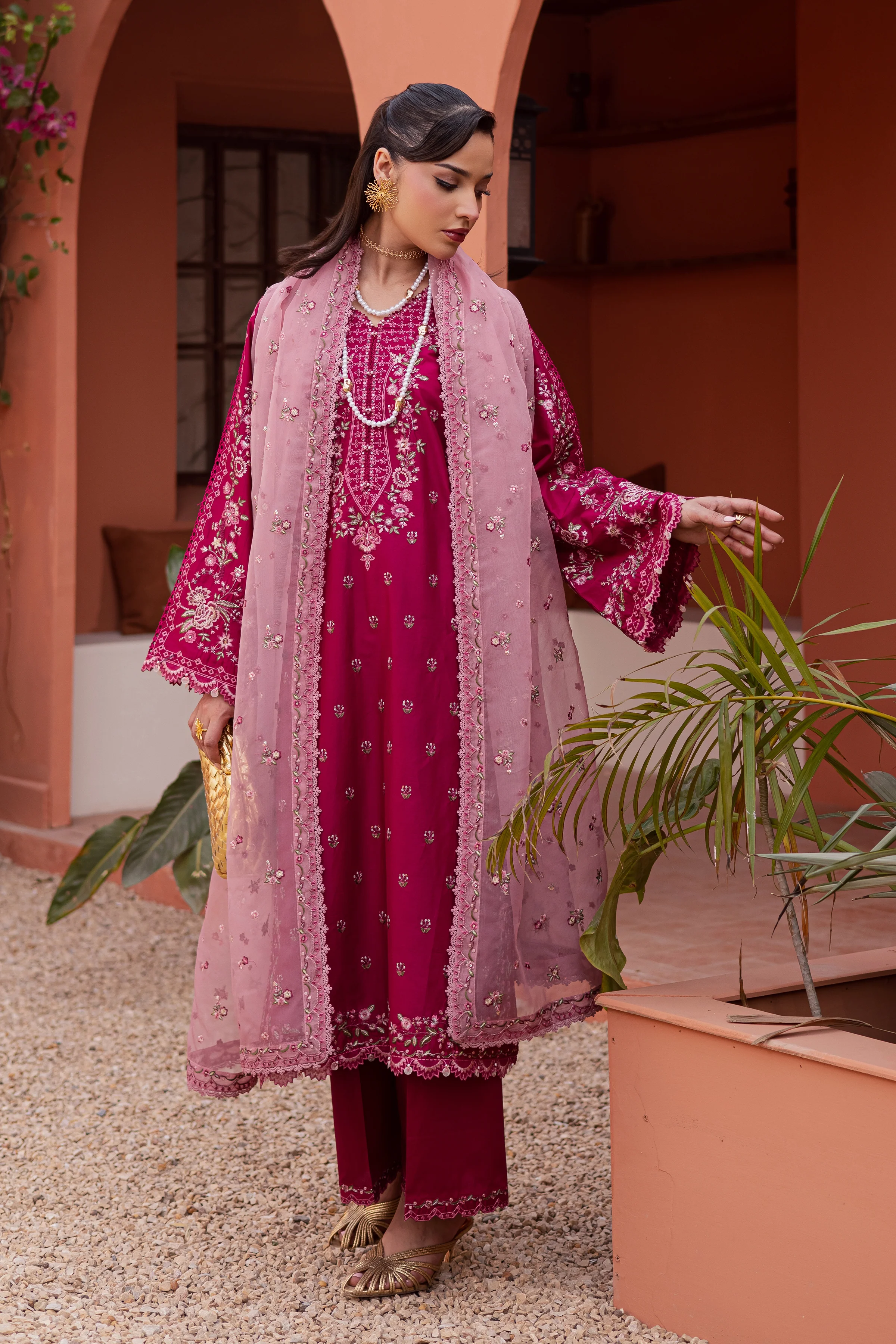 Pink Aleyla 3Pc - Festive Embroidered Lawn - Image 4