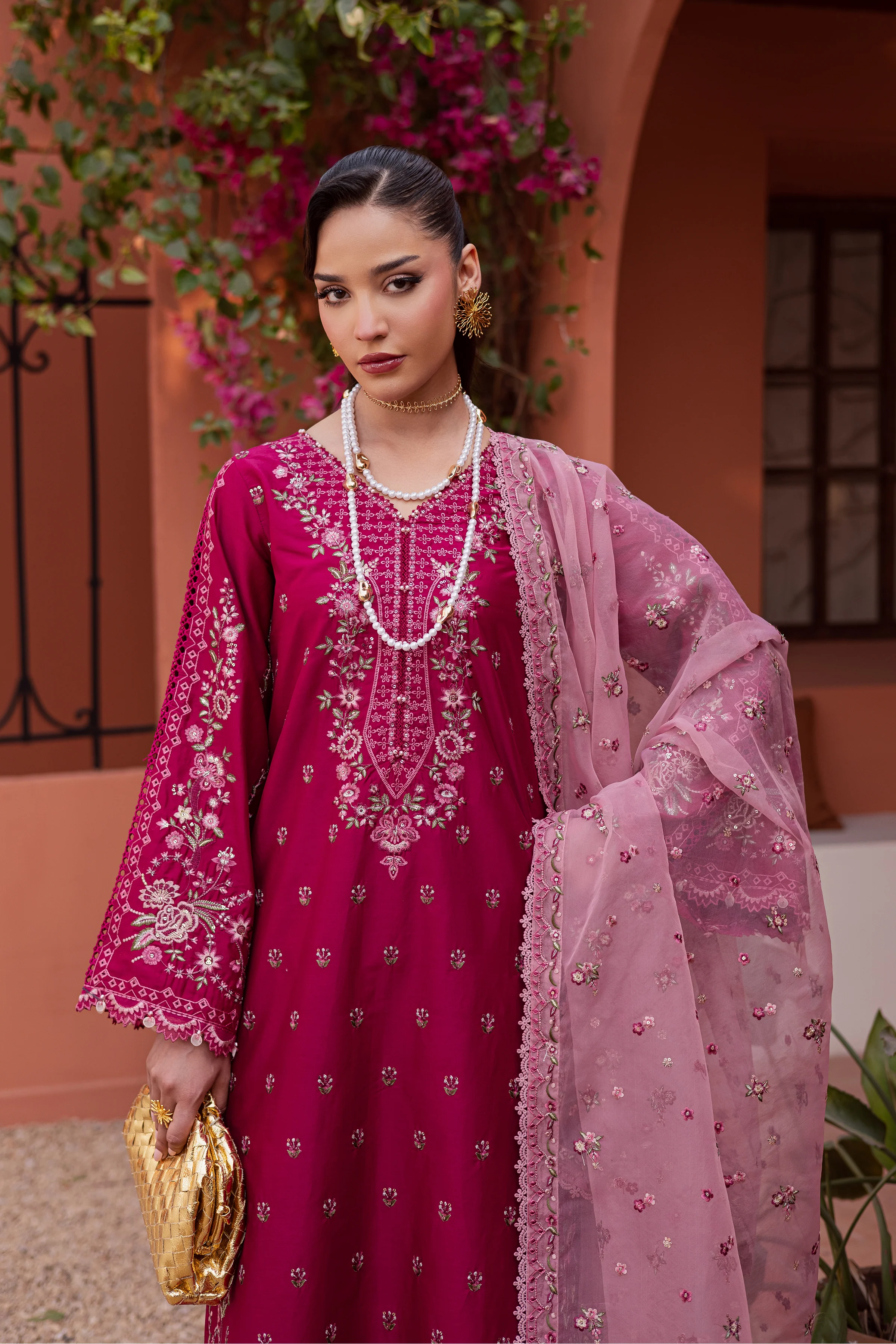 Pink Aleyla 3Pc - Festive Embroidered Lawn - Image 5