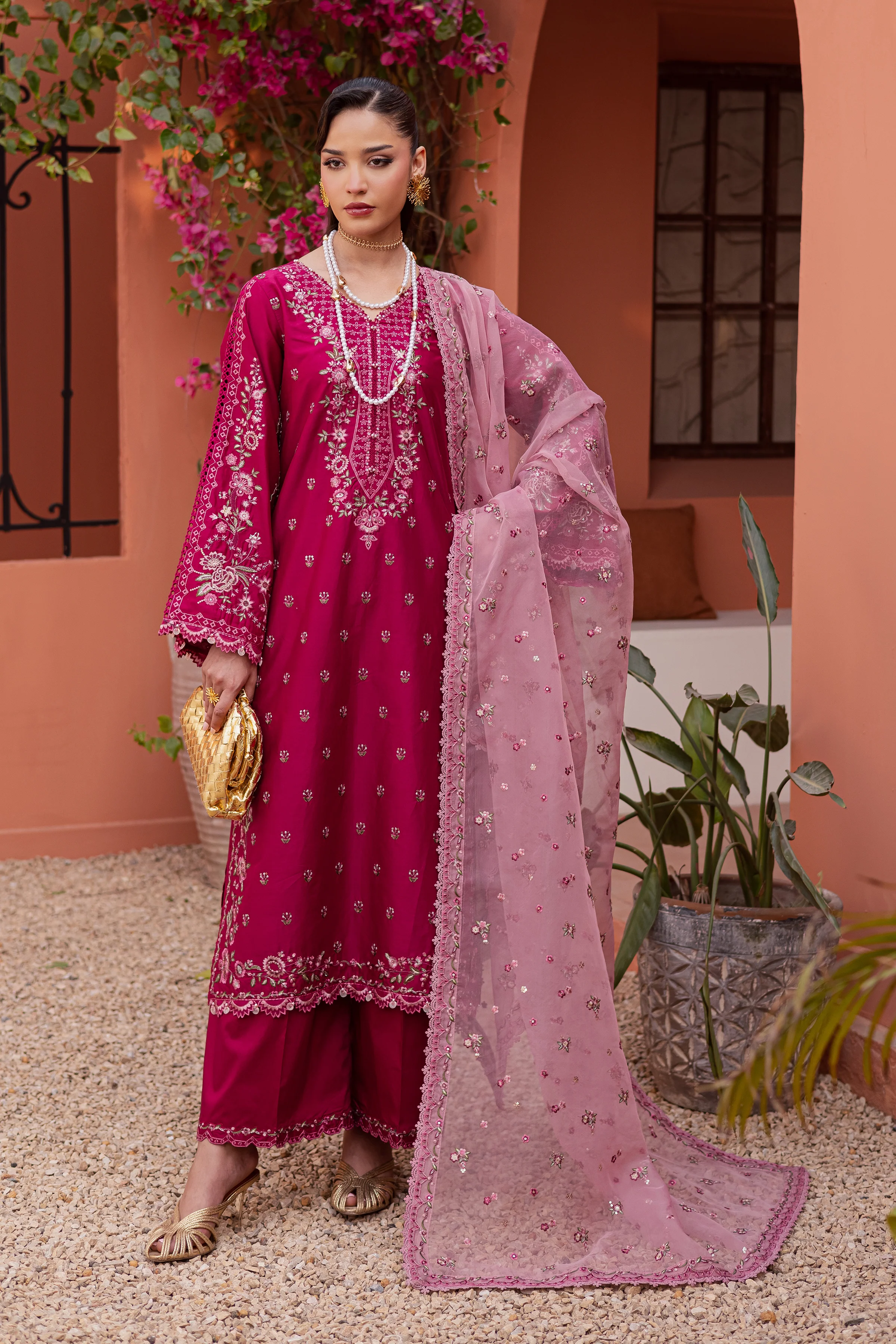 Pink Aleyla 3Pc - Festive Embroidered Lawn - Image 6