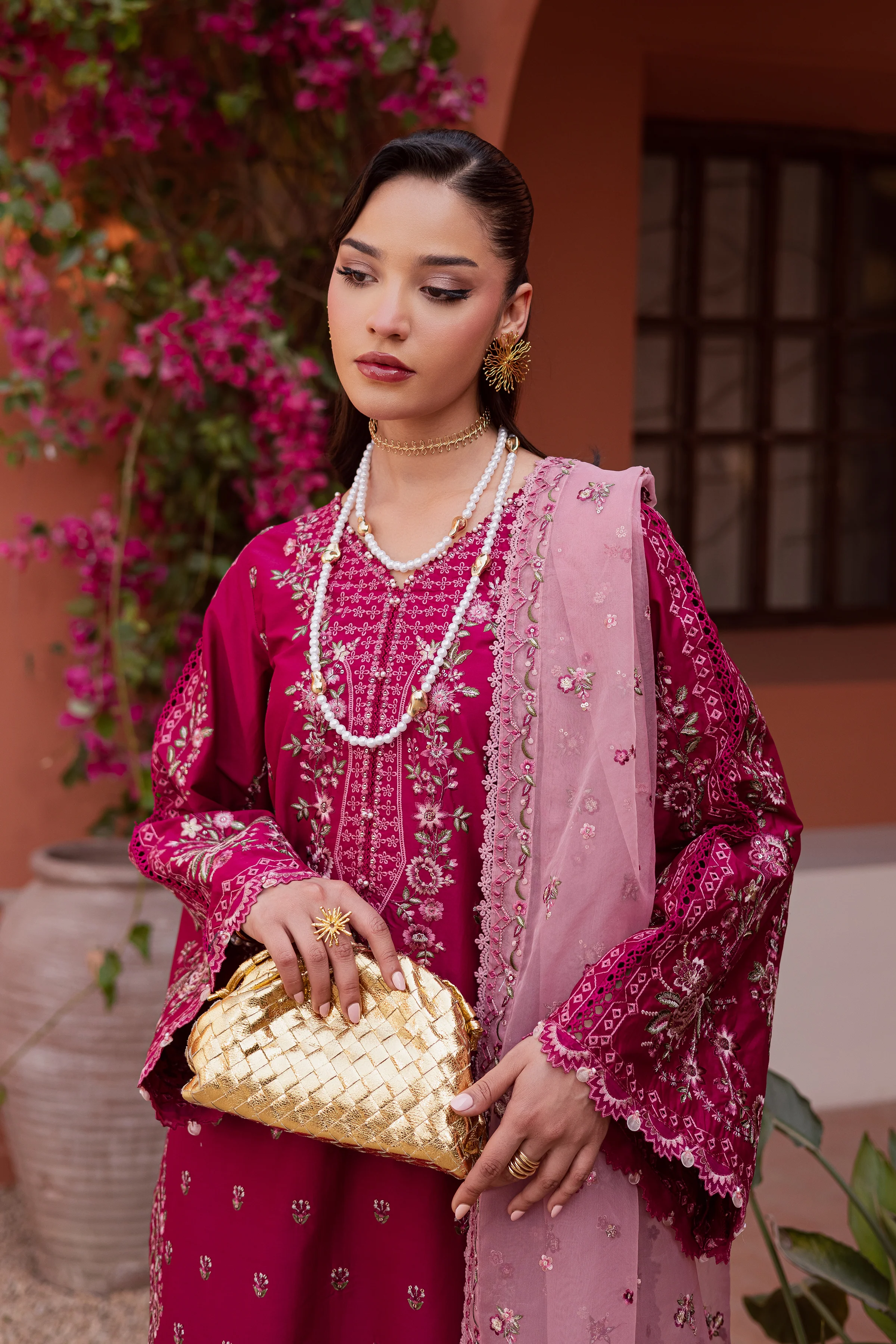 Pink Aleyla 3Pc - Festive Embroidered Lawn - Image 8