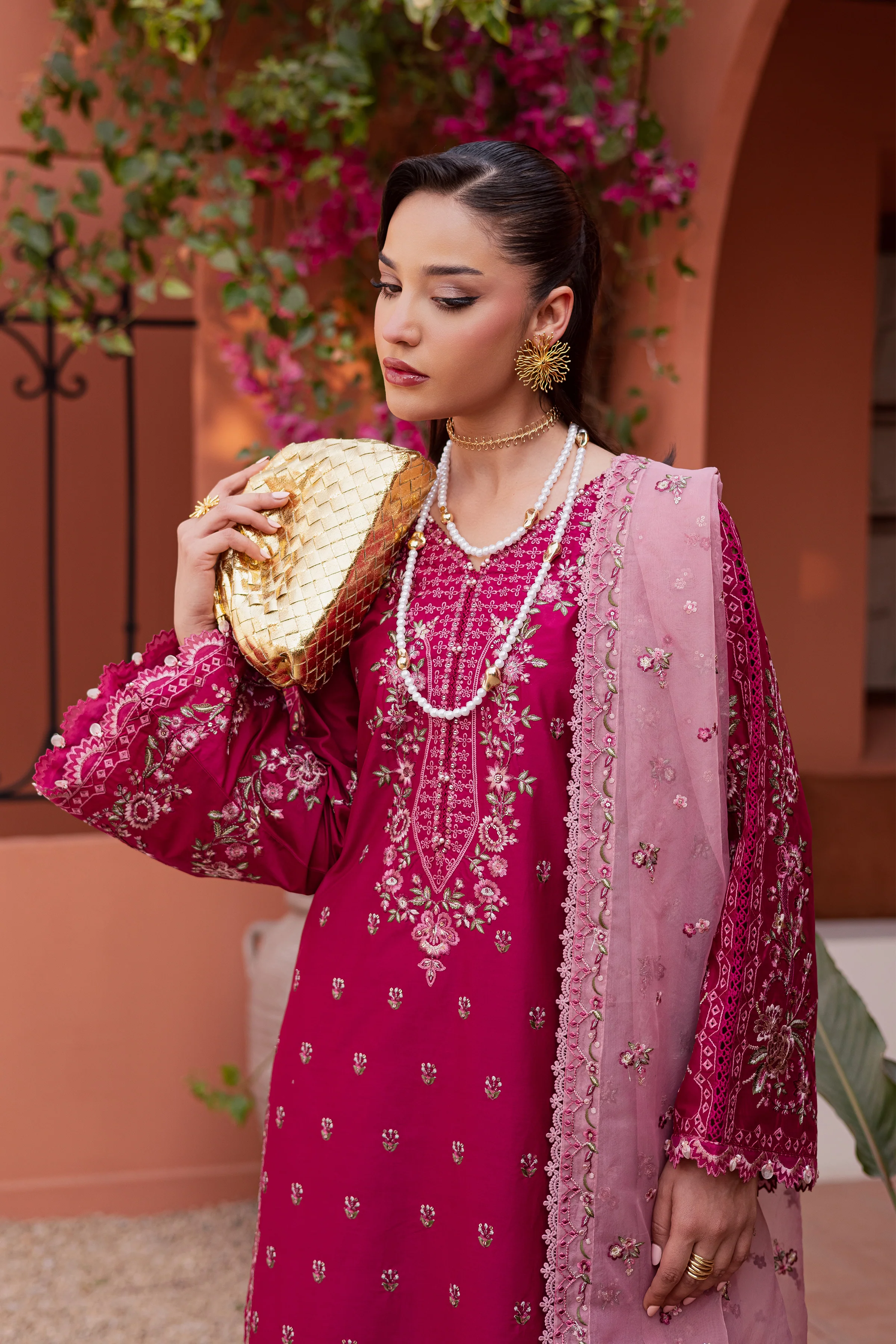 Pink Aleyla 3Pc - Festive Embroidered Lawn - Image 9