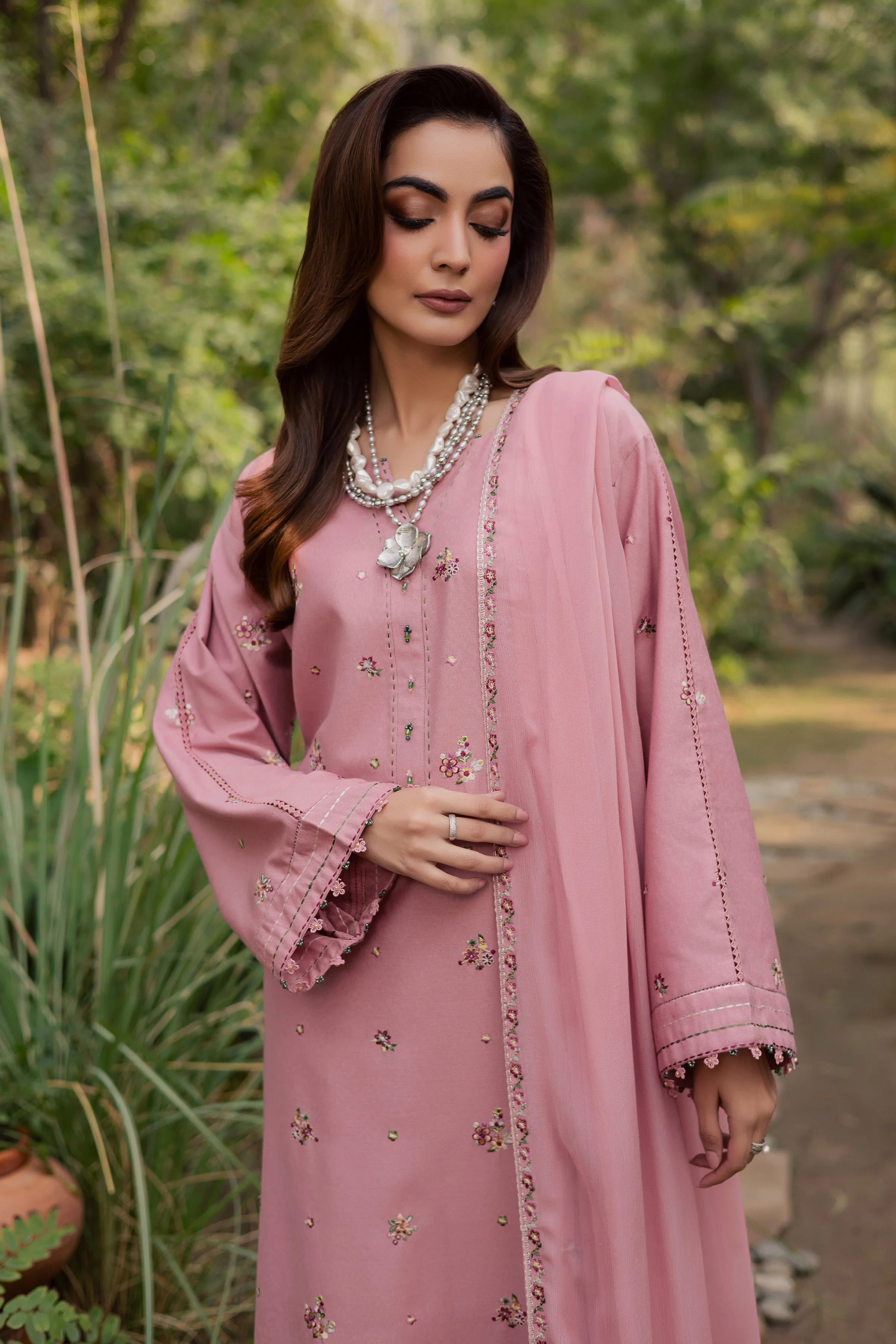 Pink Cotton 3Pc - Embroidered Festive Pret - Image 5