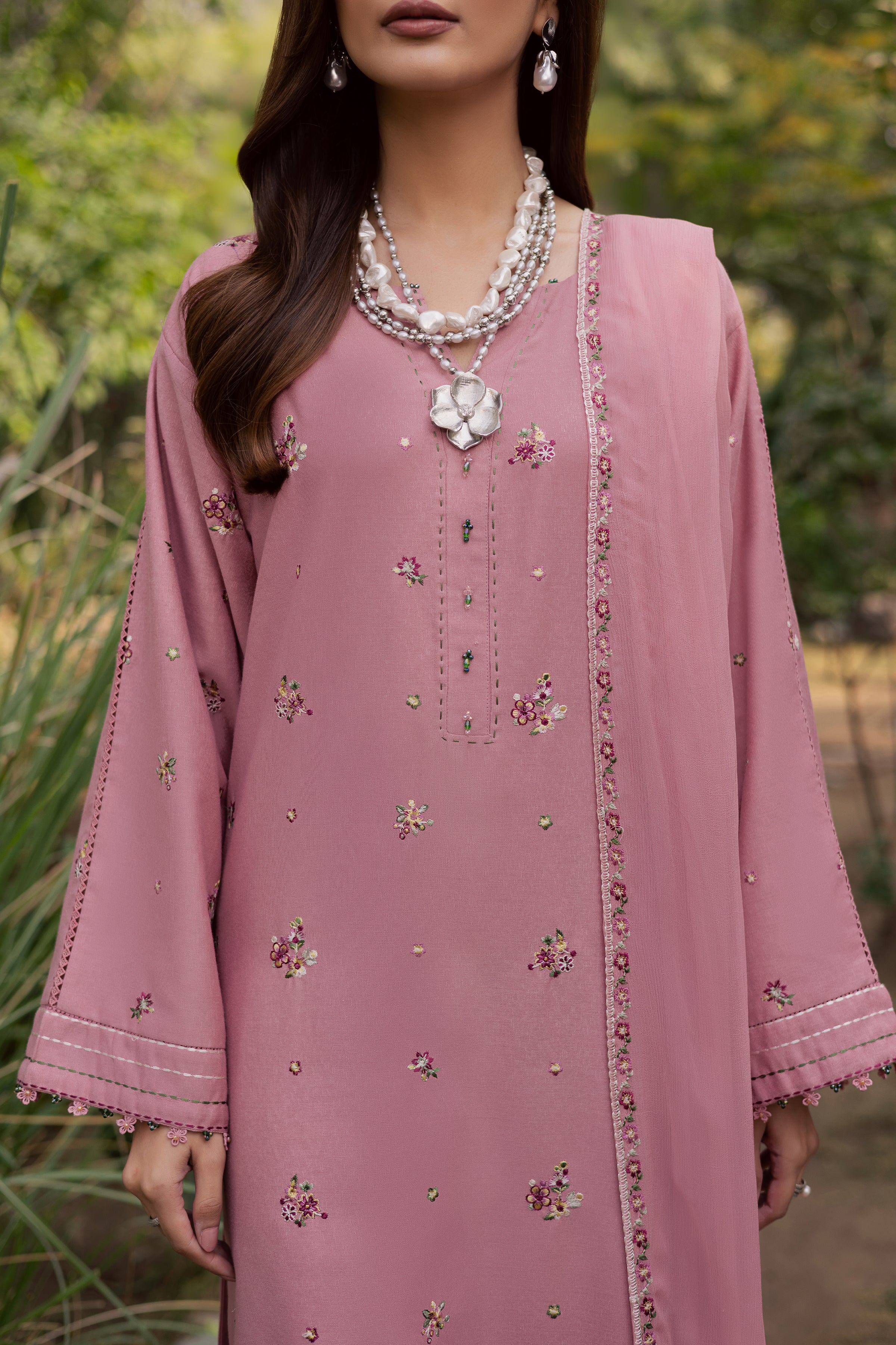 Pink Cotton 3Pc - Embroidered Festive Pret - Image 6