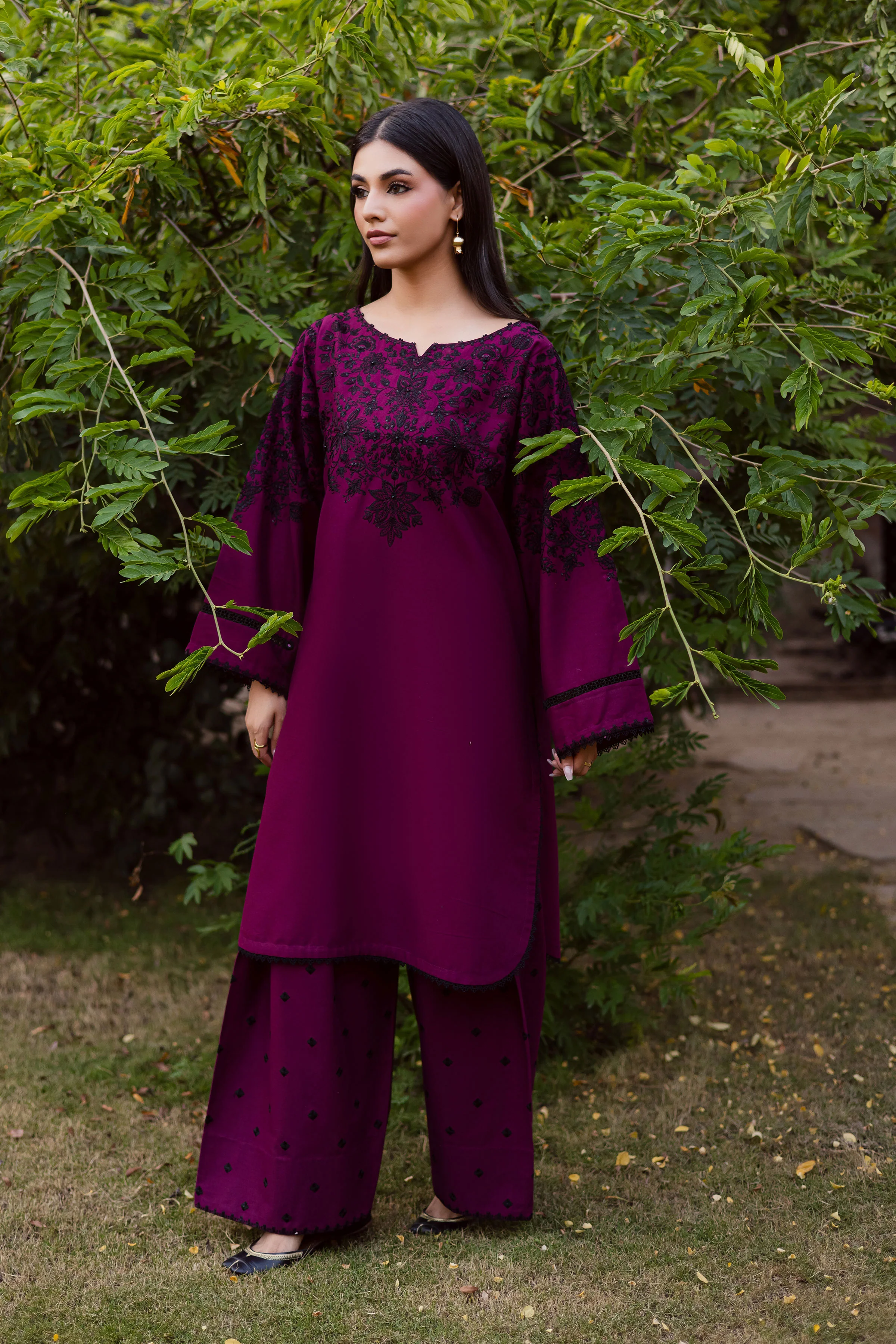 Pink Dipp 2Pc - Embroidered Khaddar Dress - Image 3