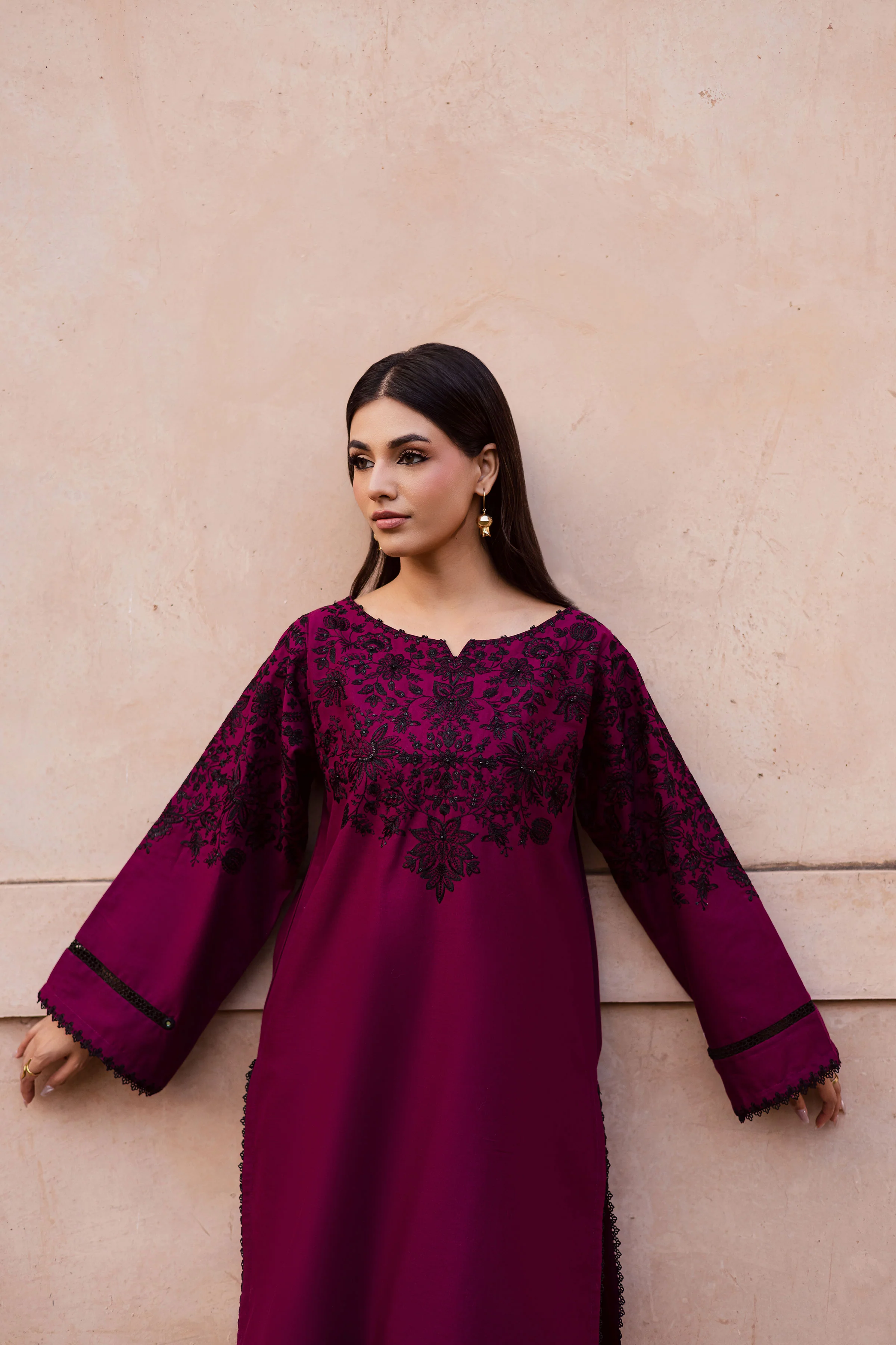 Pink Dipp 2Pc - Embroidered Khaddar Dress - Image 6