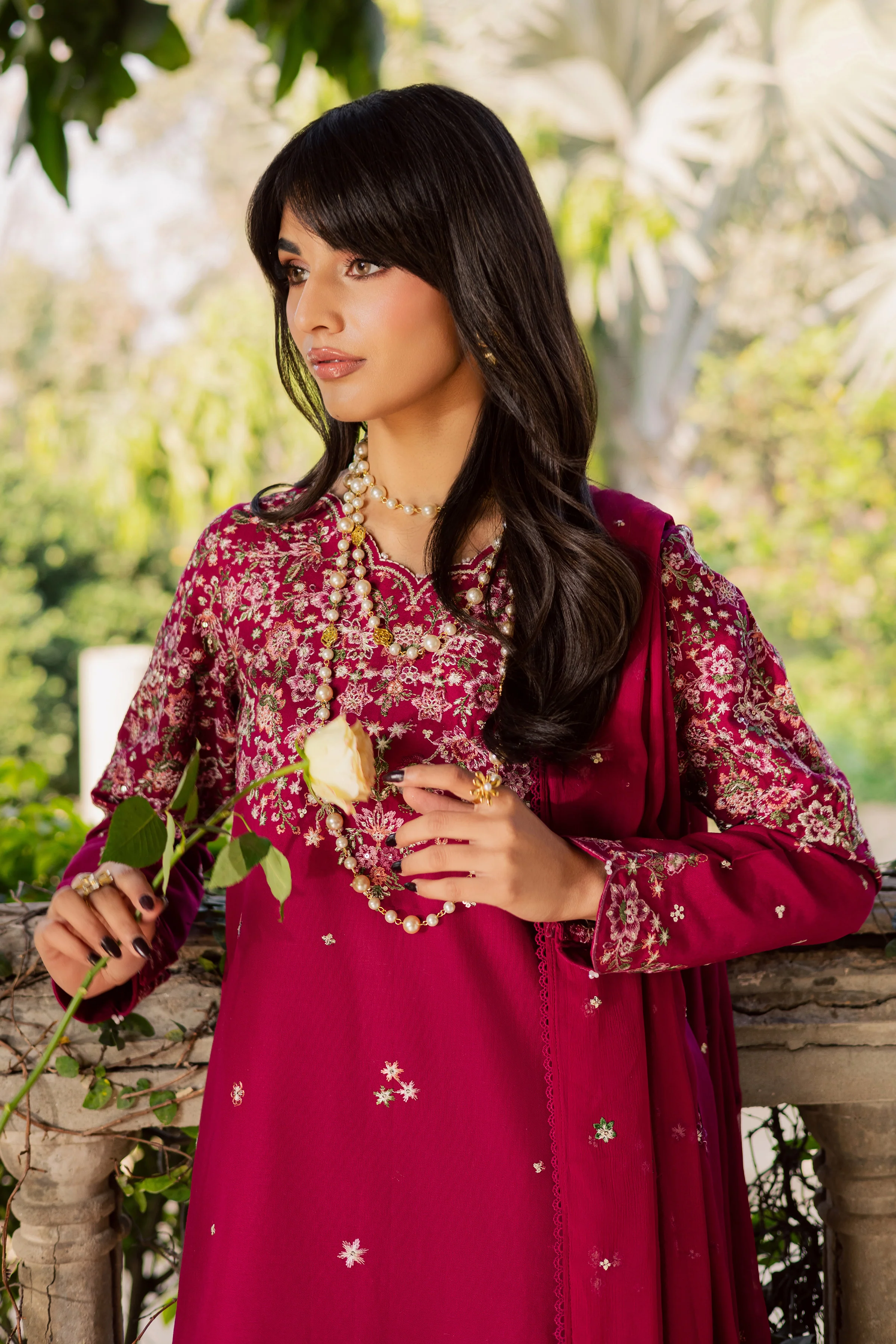 Pink Gulaab 3Pc - Embroidered Khaddar Dress - Image 2