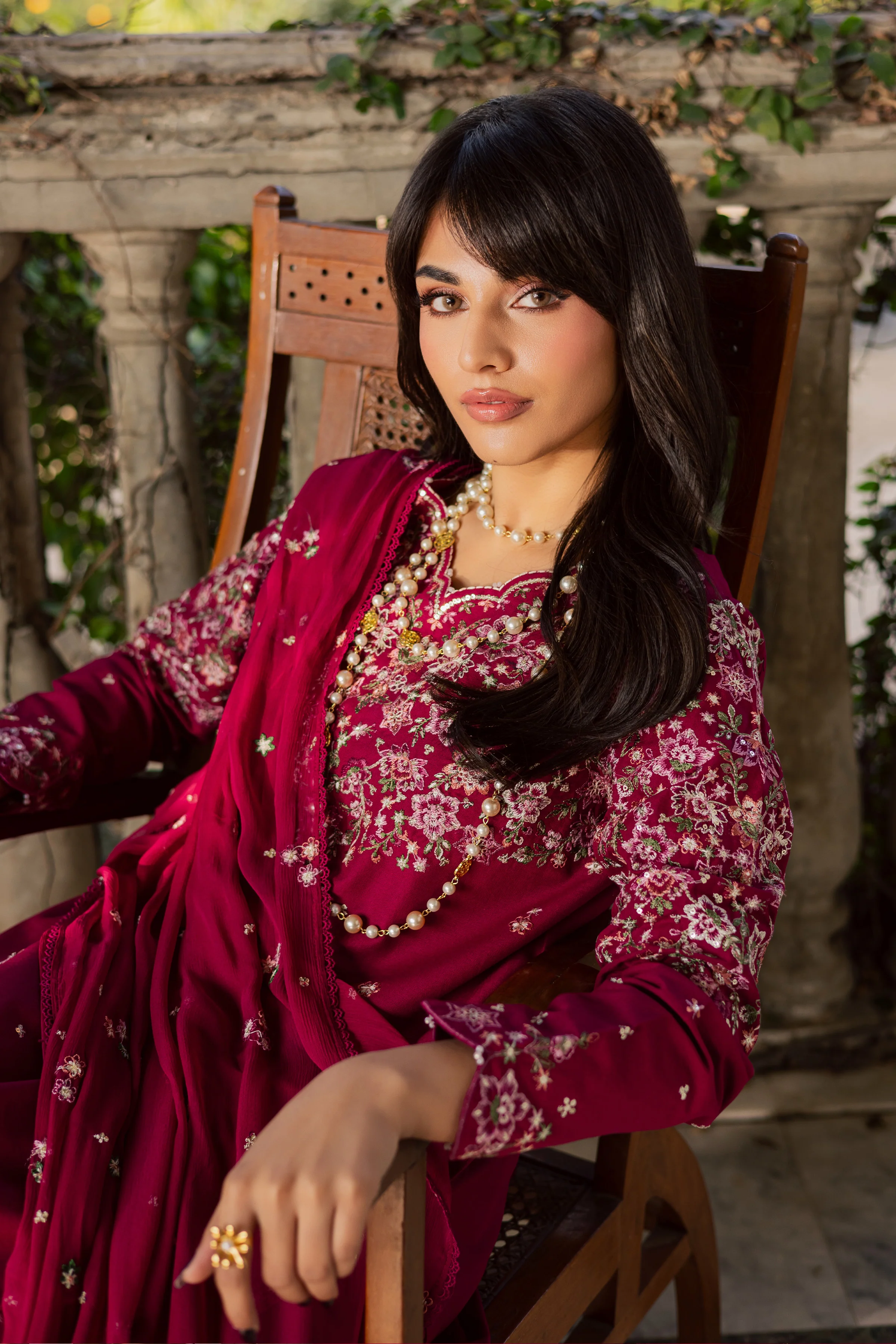 Pink Gulaab 3Pc - Embroidered Khaddar Dress - Image 3