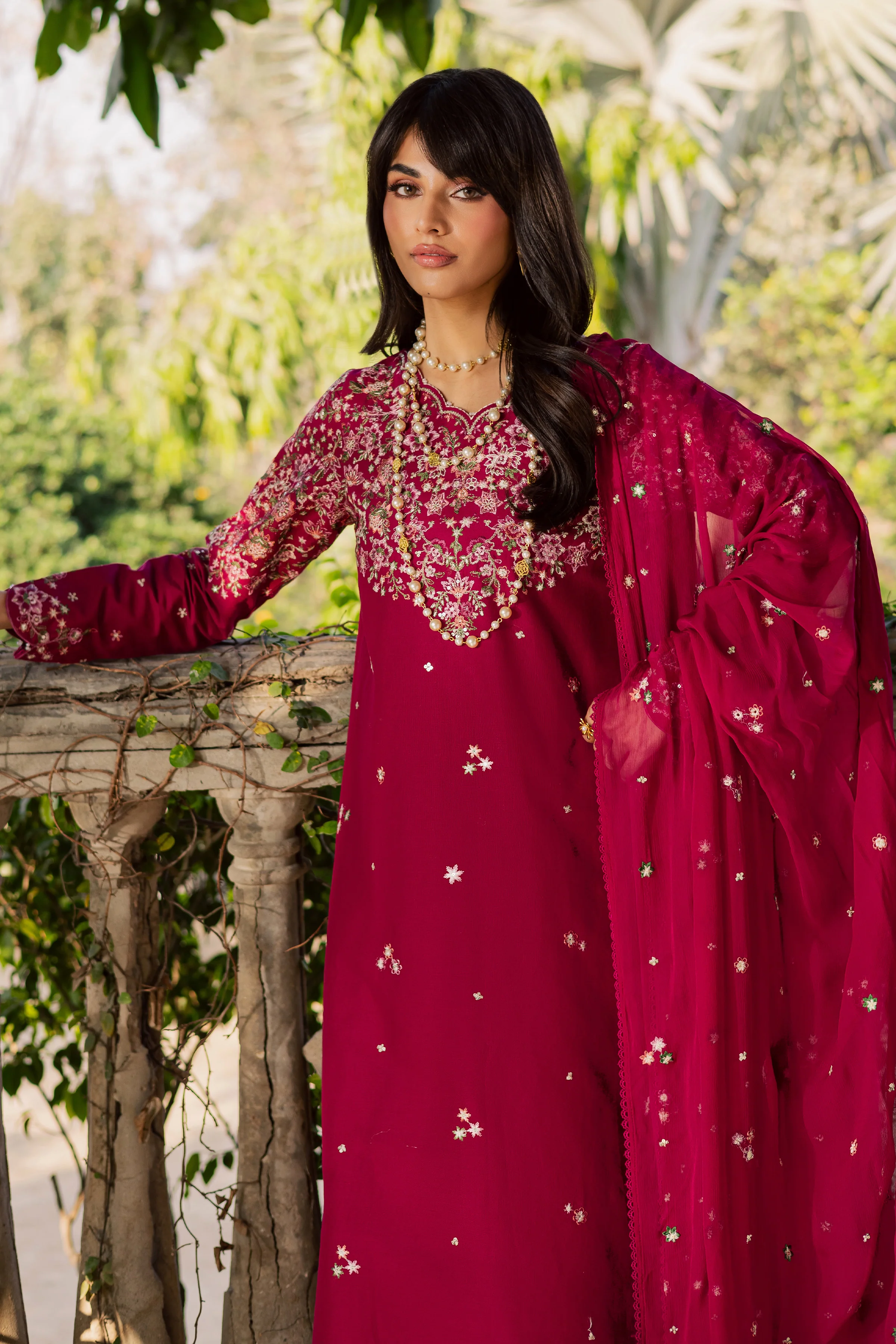 Pink Gulaab 3Pc - Embroidered Khaddar Dress - Image 4