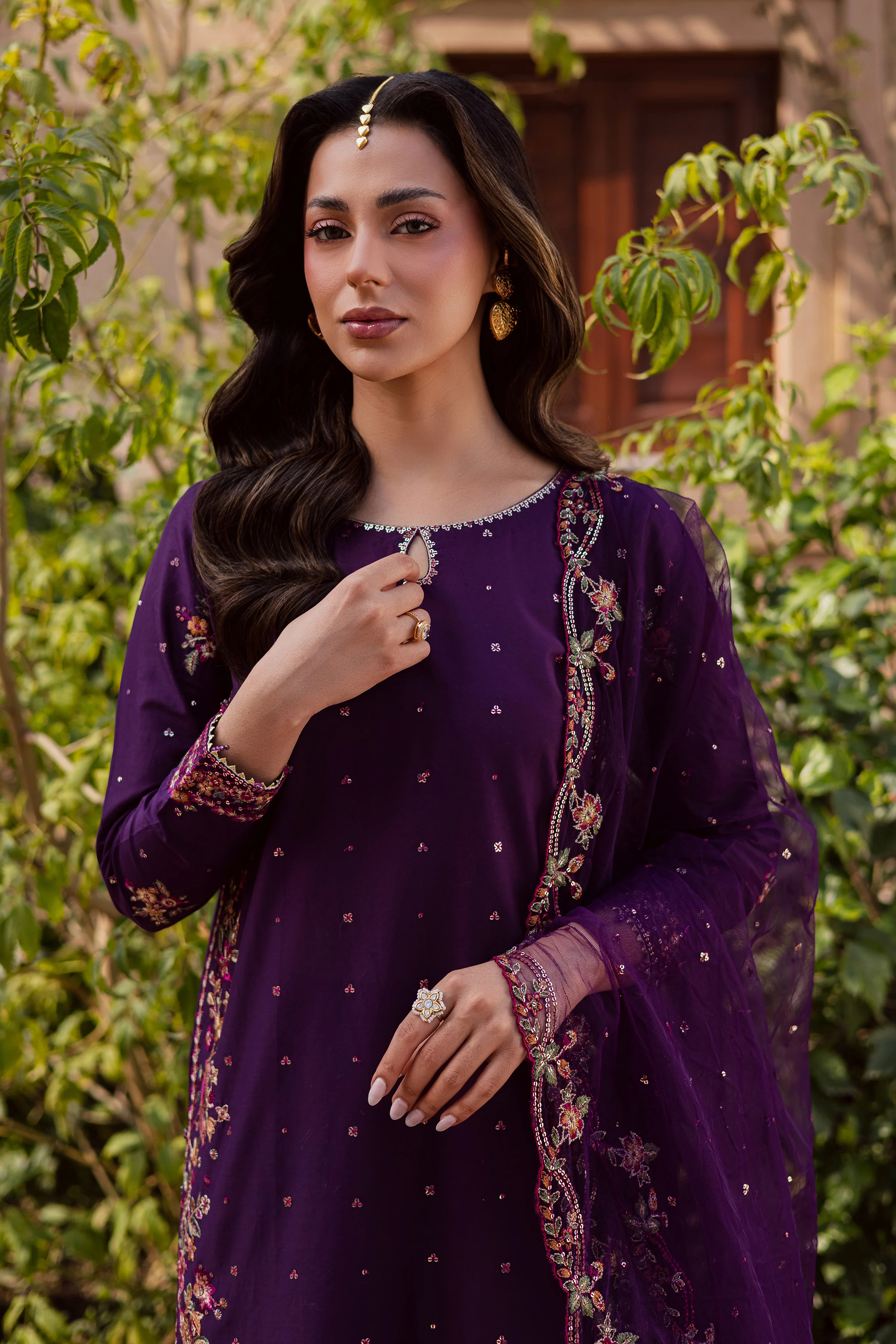 Pink Lavender 3Pc - Festive Embroidered Lawn - Image 2