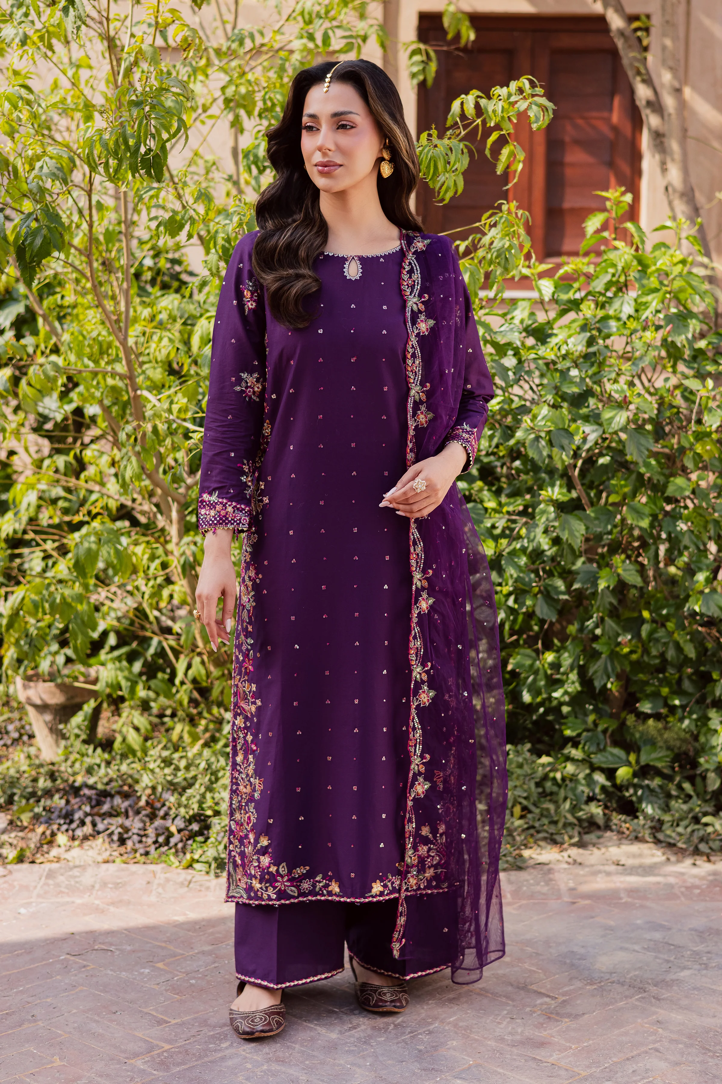 Pink Lavender 3Pc - Festive Embroidered Lawn - Image 3
