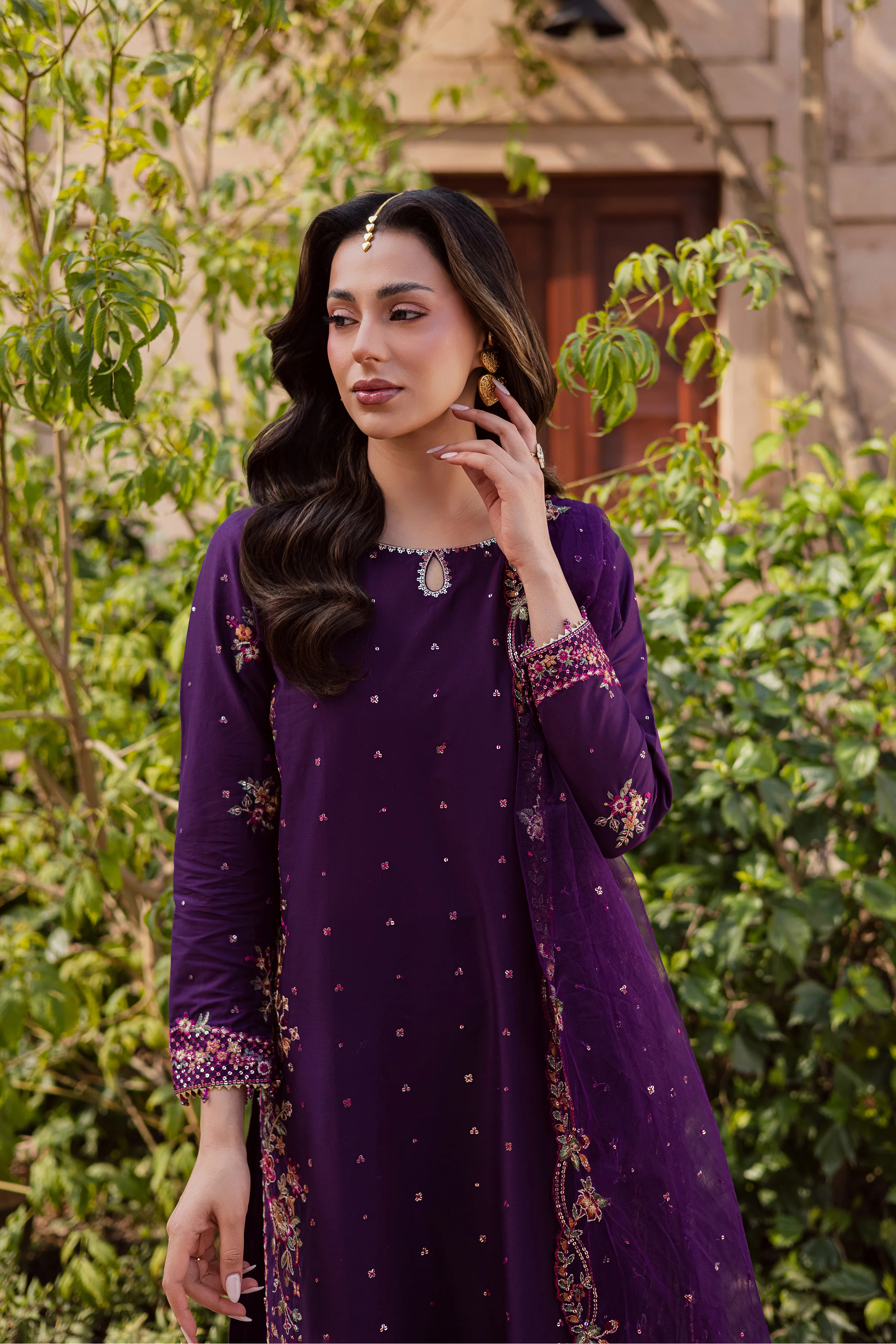 Pink Lavender 3Pc - Festive Embroidered Lawn - Image 6