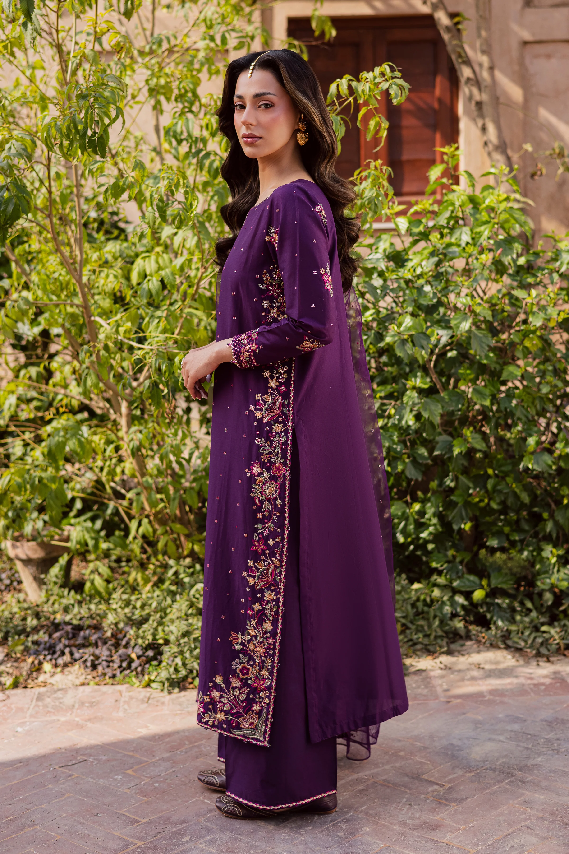 Pink Lavender 3Pc - Festive Embroidered Lawn - Image 9