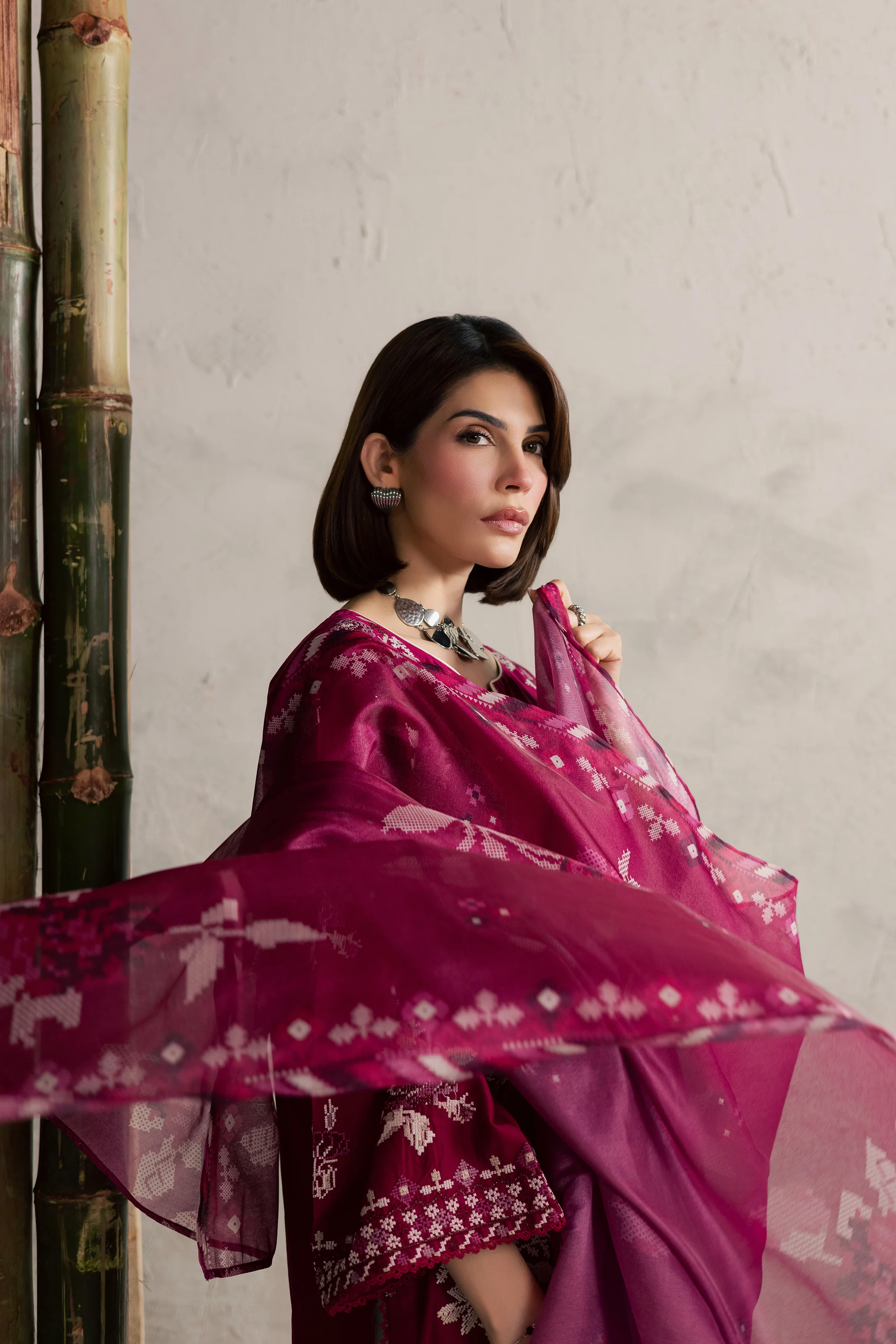 Pink Oliver 3Pc - Festive Embroidered Lawn - Image 4