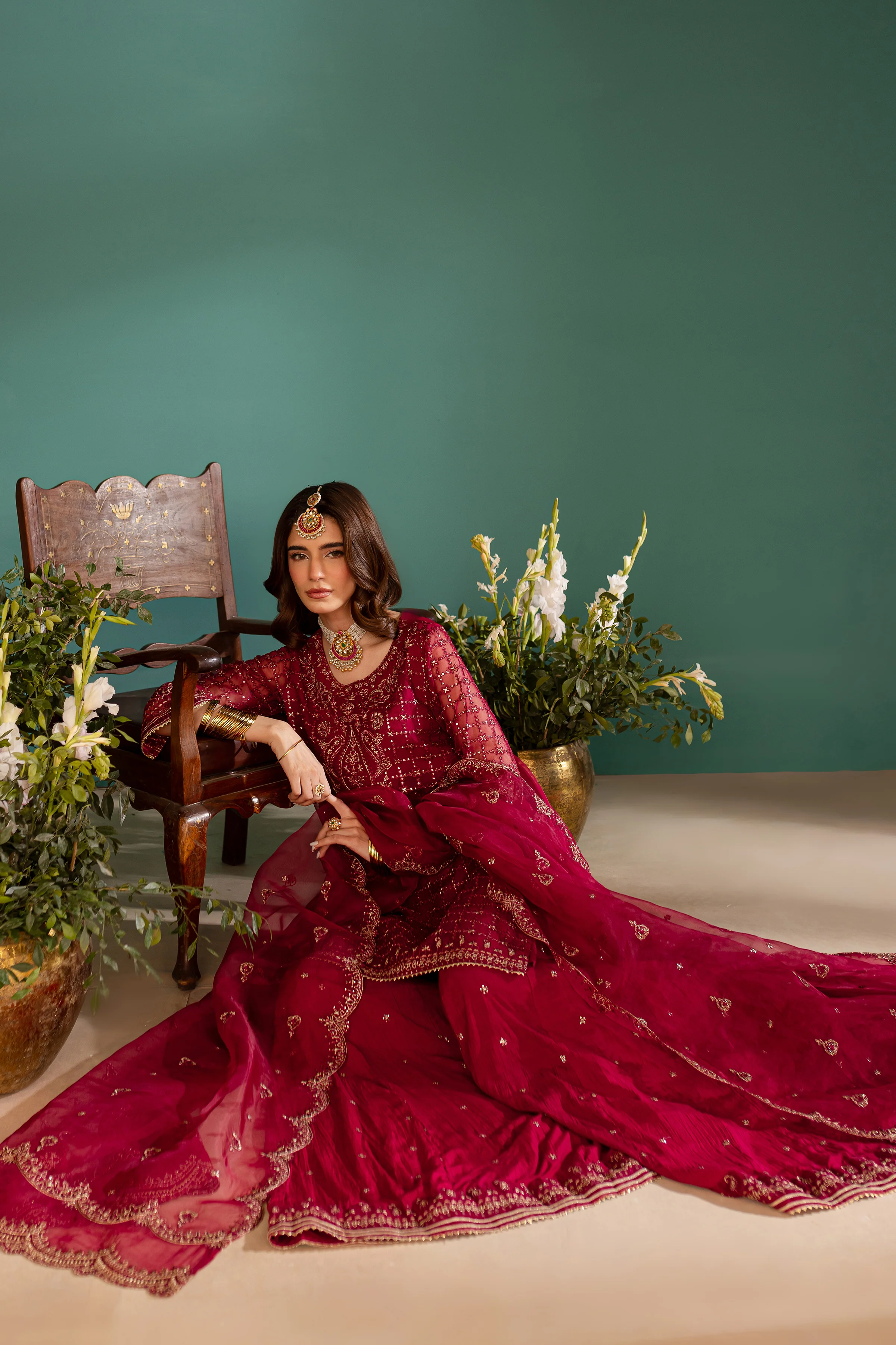 Pink Spinal 3Pc - Embroidered Luxe Pret - Image 4