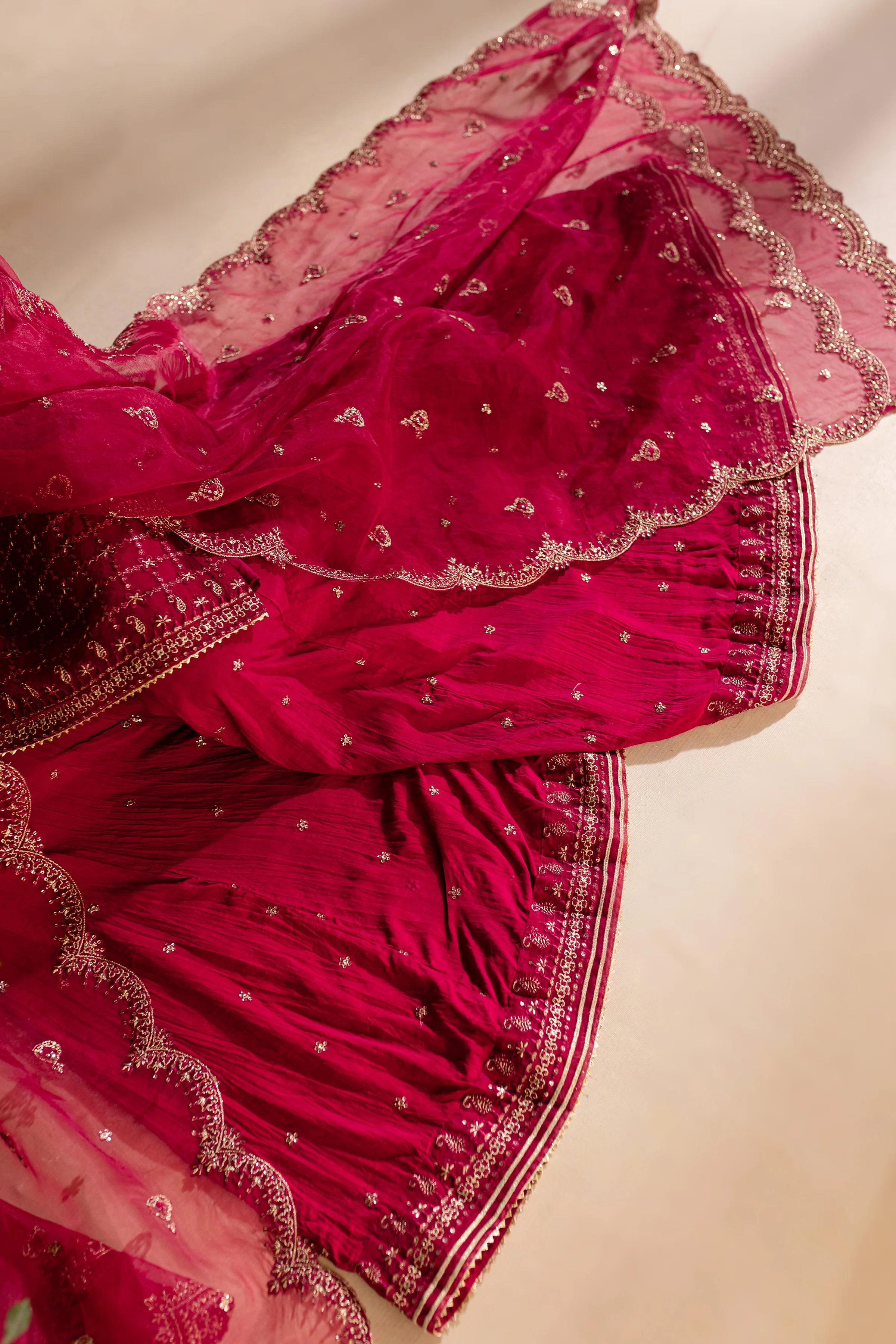 Pink Spinal 3Pc - Embroidered Luxe Pret - Image 8