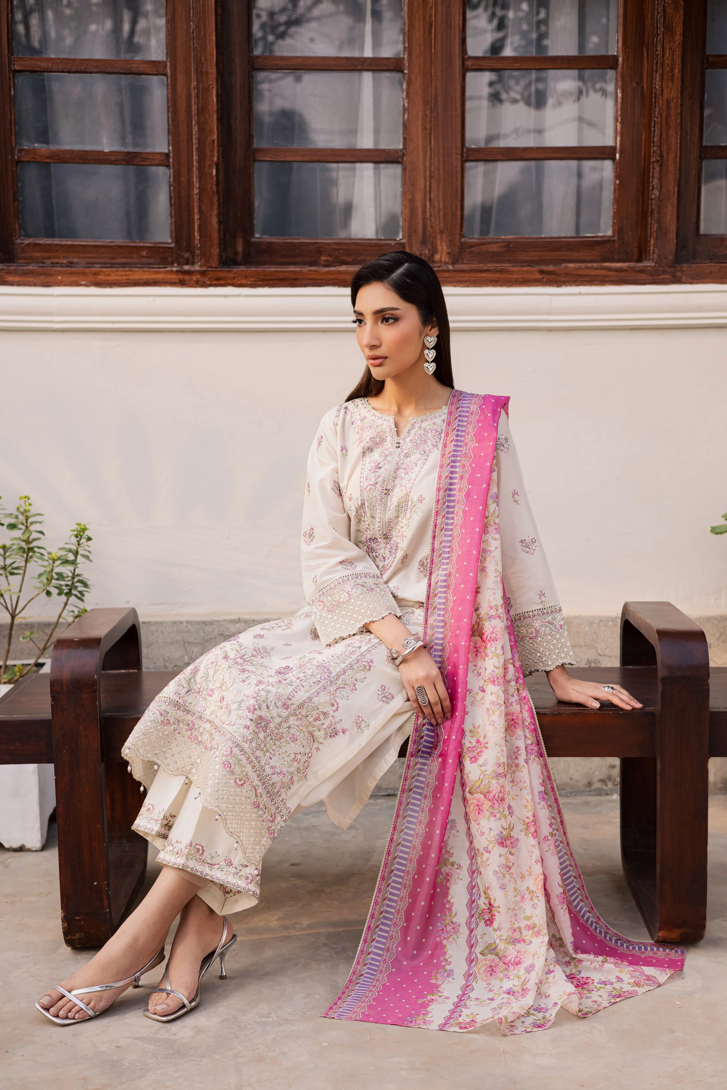 Pinkie Pie 3Pc - Festive Embroidered Lawn - Image 5