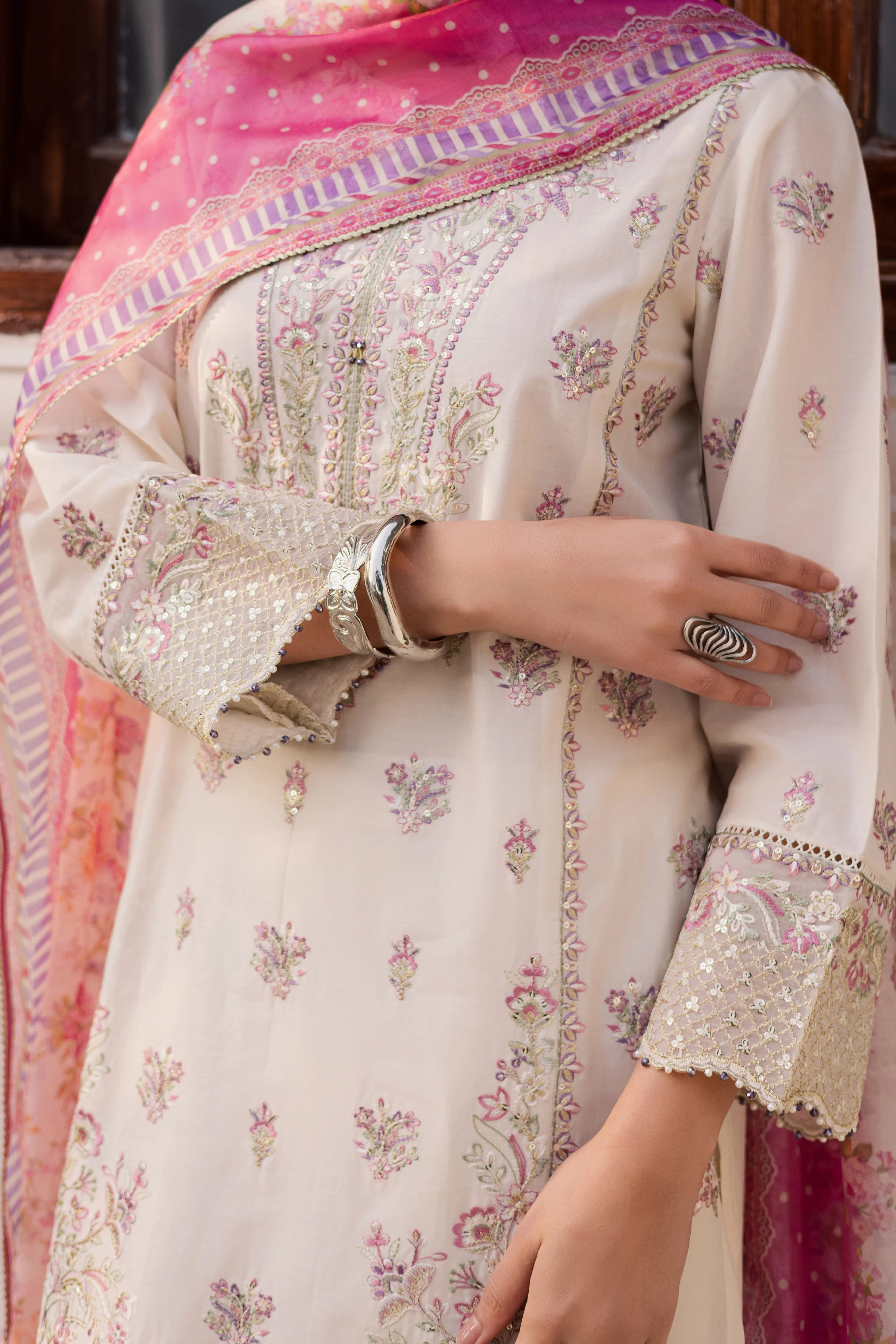 Pinkie Pie 3Pc - Festive Embroidered Lawn - Image 6