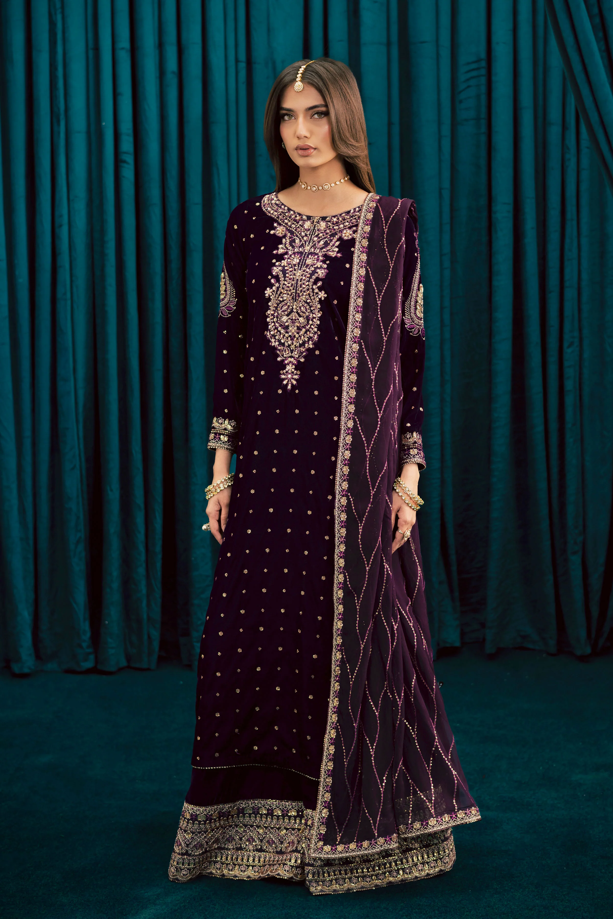 Plum Frost 3Pc - Velvet Formal Dress - Image 10