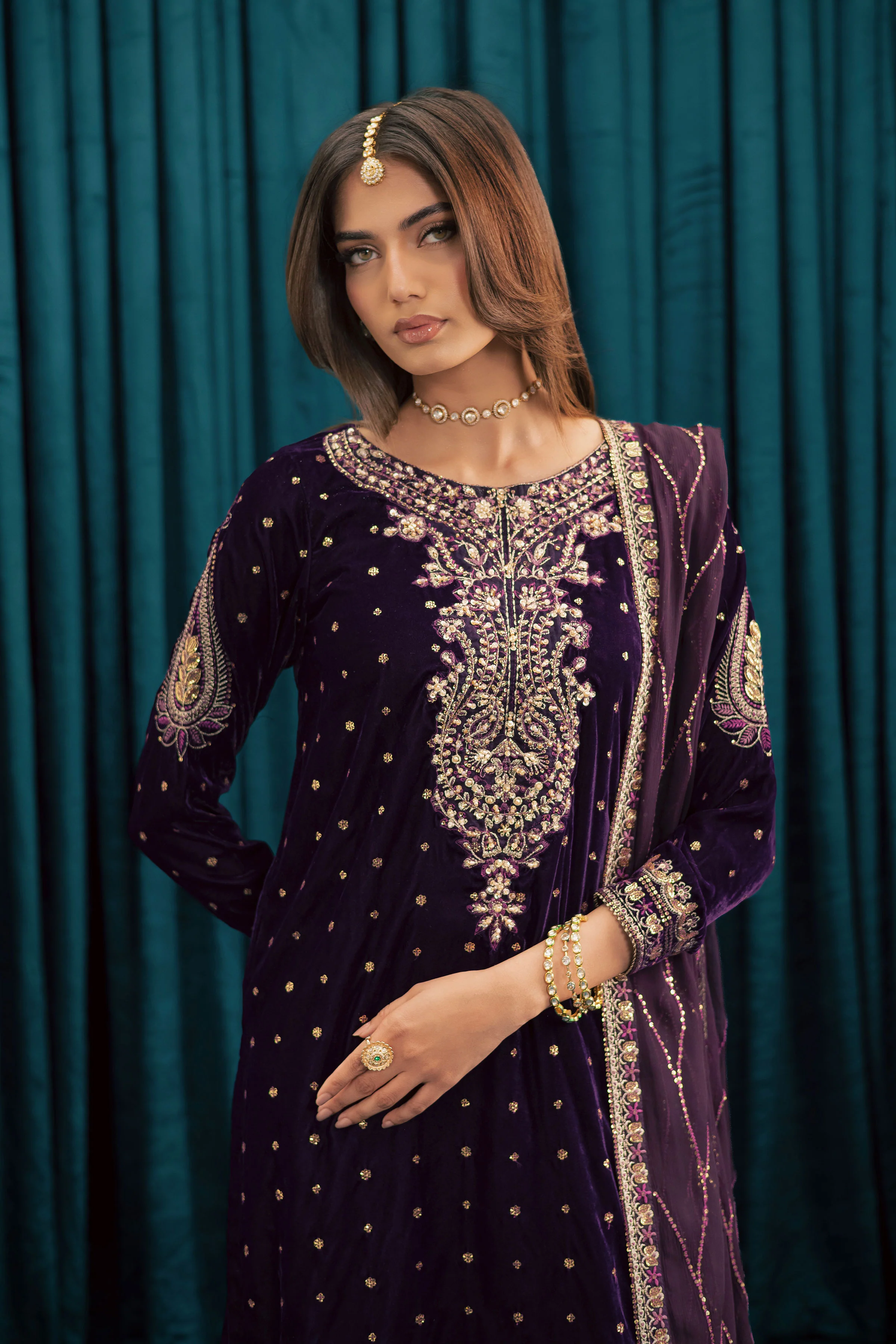 Plum Frost 3Pc - Velvet Formal Dress - Image 2