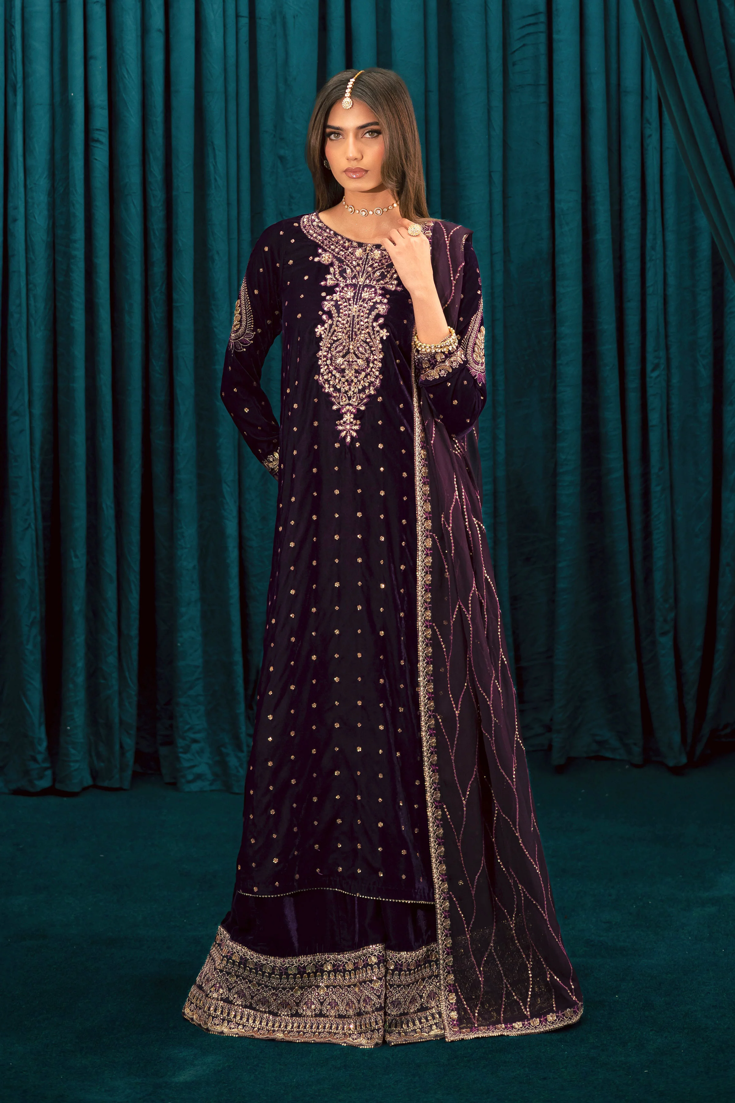 Plum Frost 3Pc - Velvet Formal Dress - Image 4