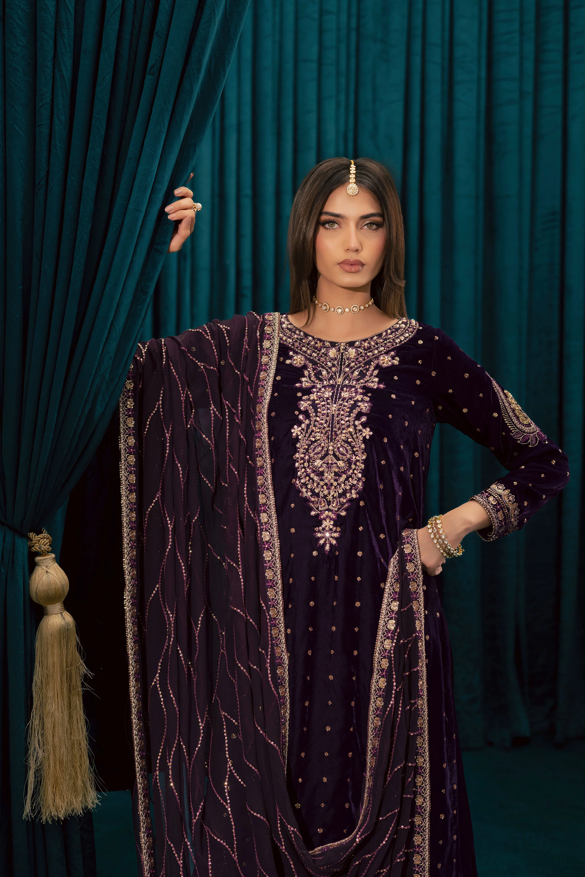 Plum Frost 3Pc - Velvet Formal Dress - Image 6