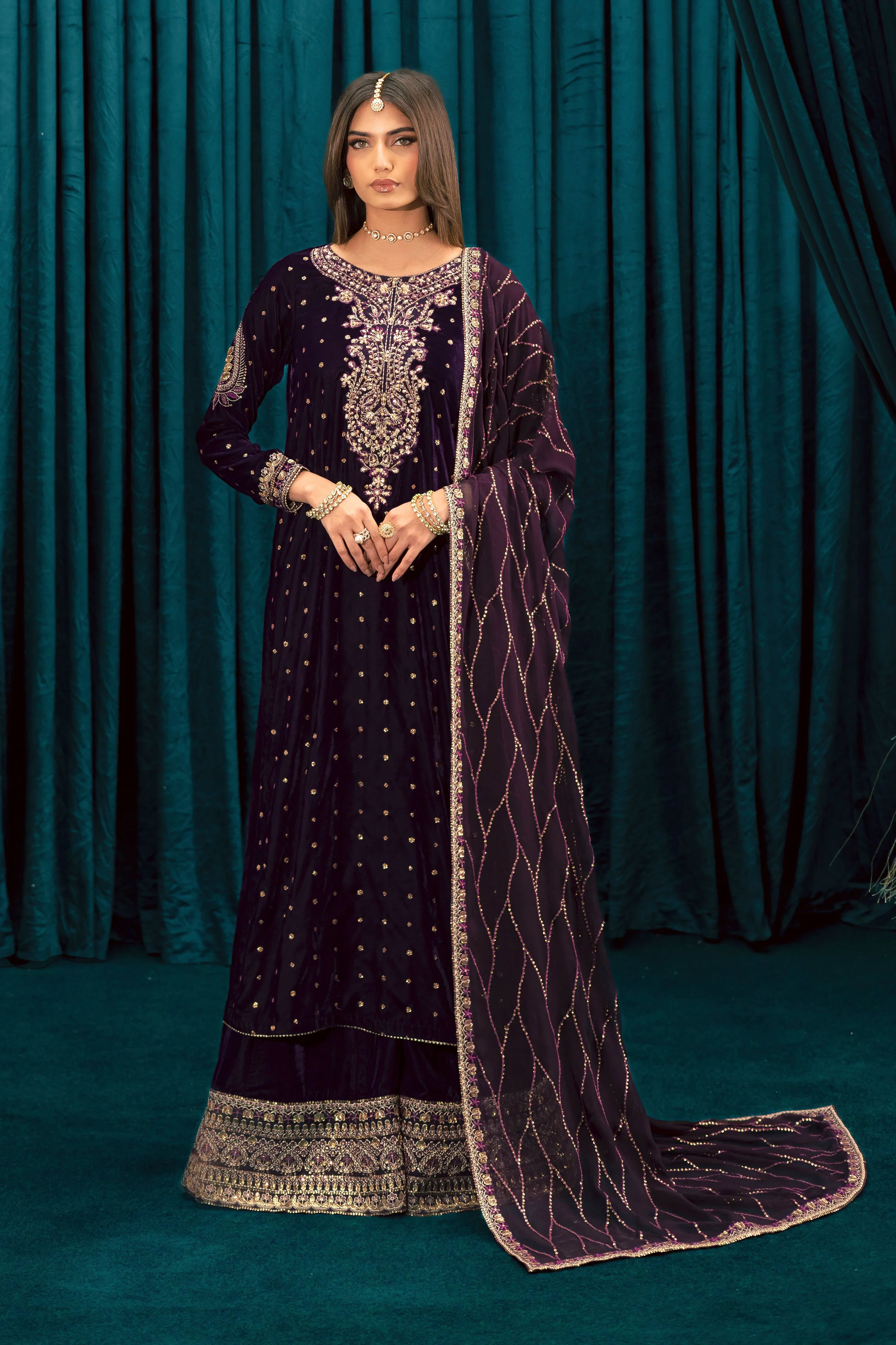 Plum Frost 3Pc - Velvet Formal Dress - Image 8