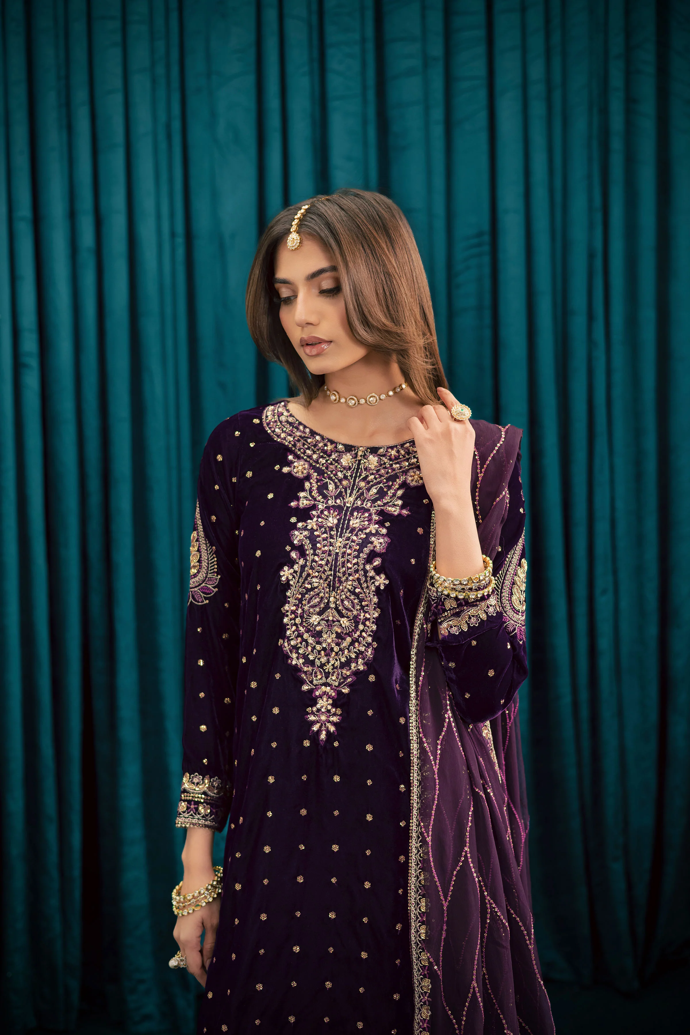 Plum Frost 3Pc - Velvet Formal Dress - Image 9