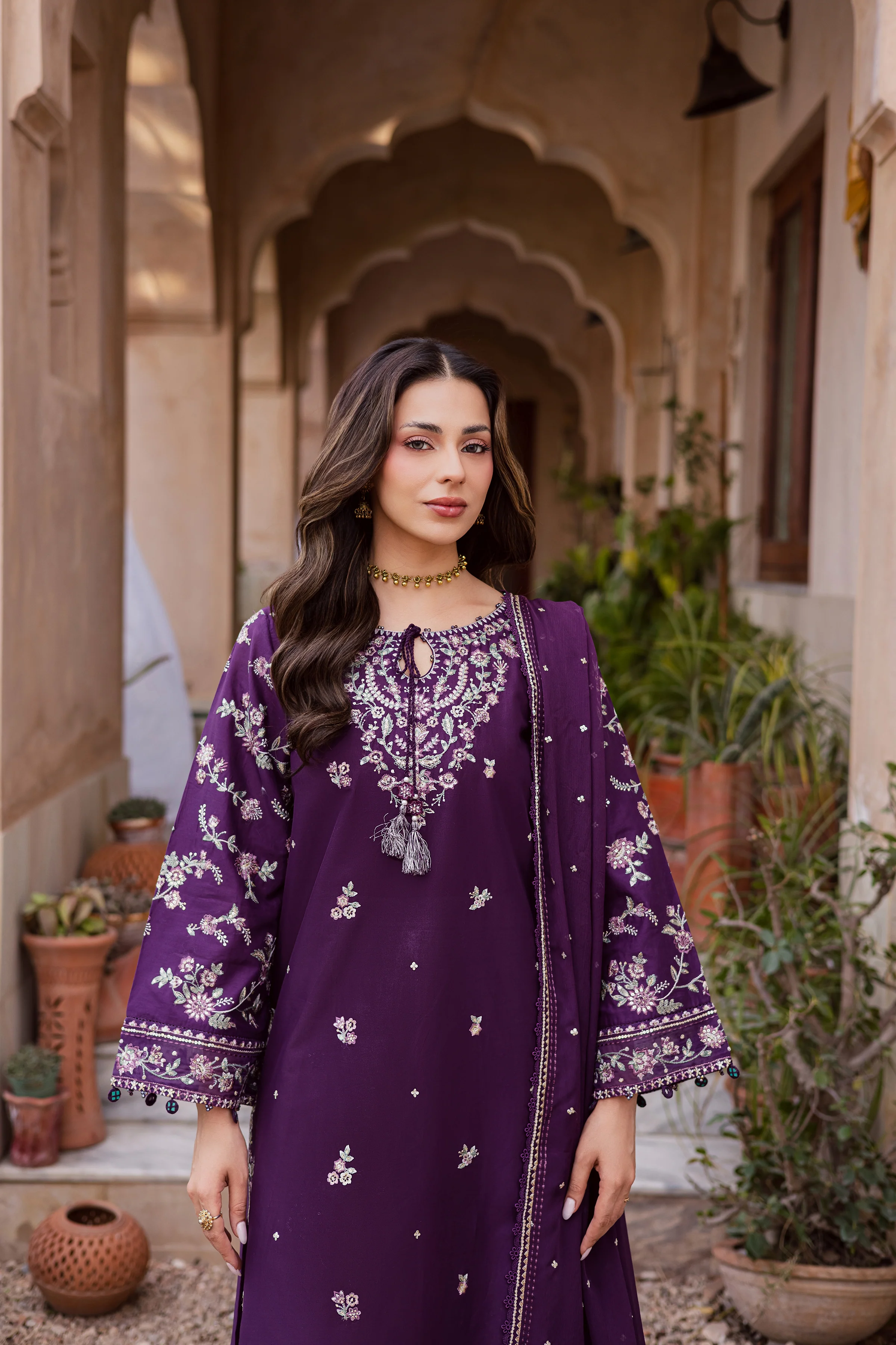 Plum Haze 3Pc - Festive Embroidered Lawn - Image 13