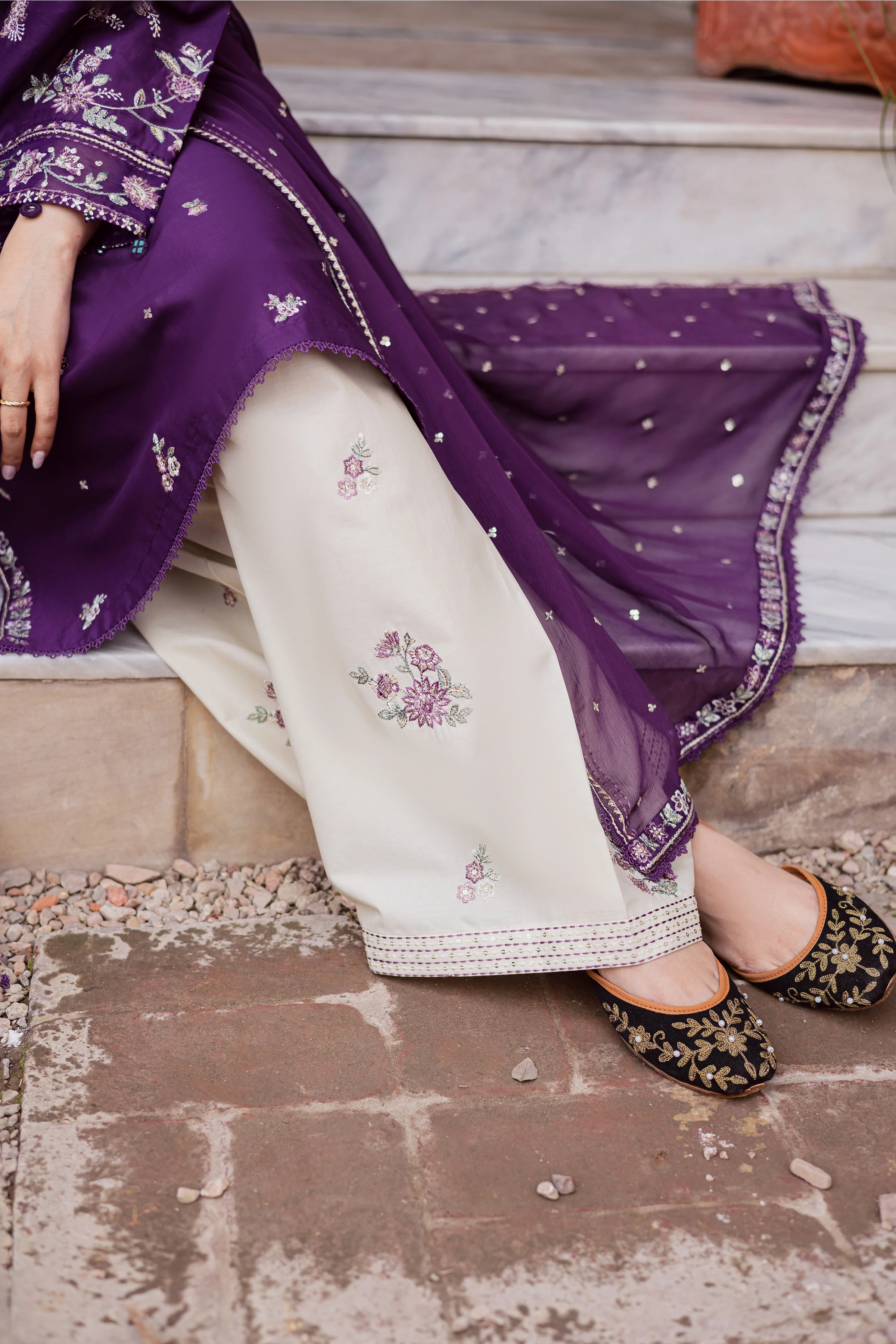 Plum Haze 3Pc - Festive Embroidered Lawn - Image 14