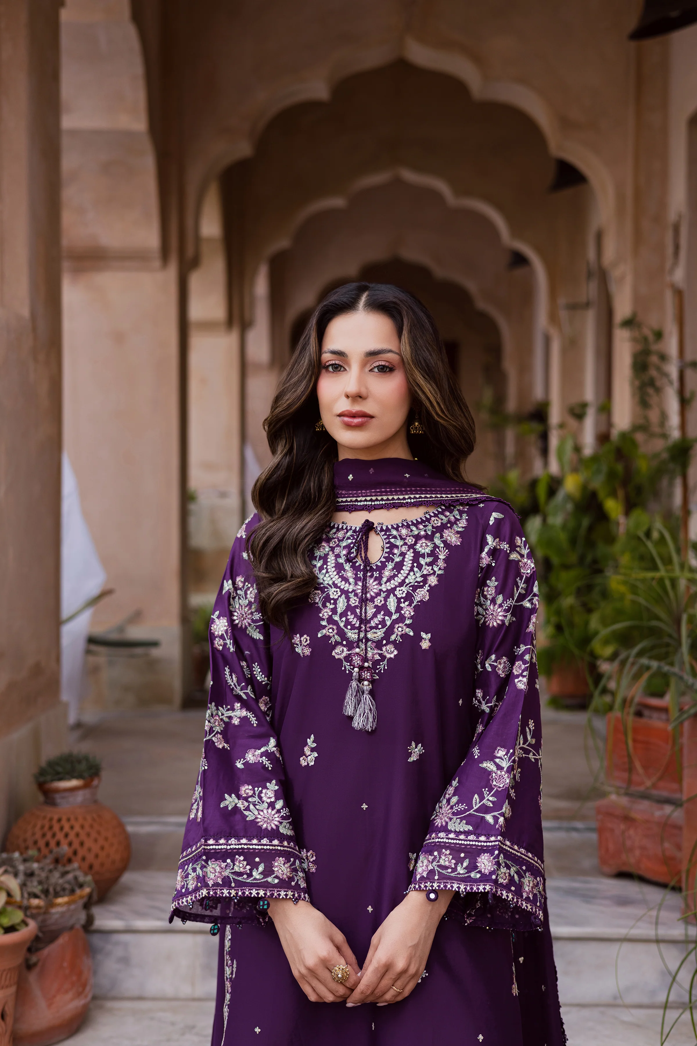 Plum Haze 3Pc - Festive Embroidered Lawn - Image 2