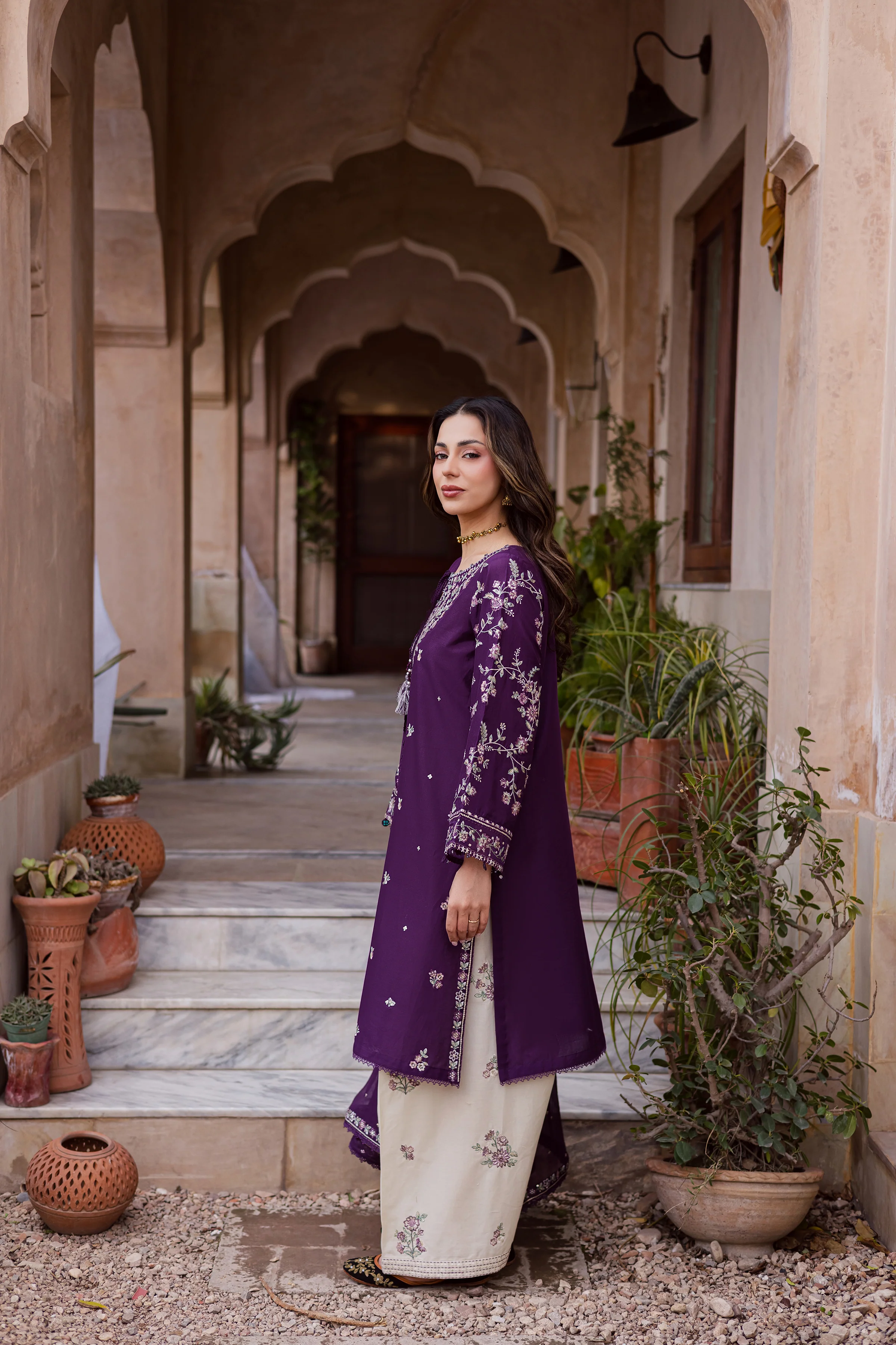 Plum Haze 3Pc - Festive Embroidered Lawn - Image 5