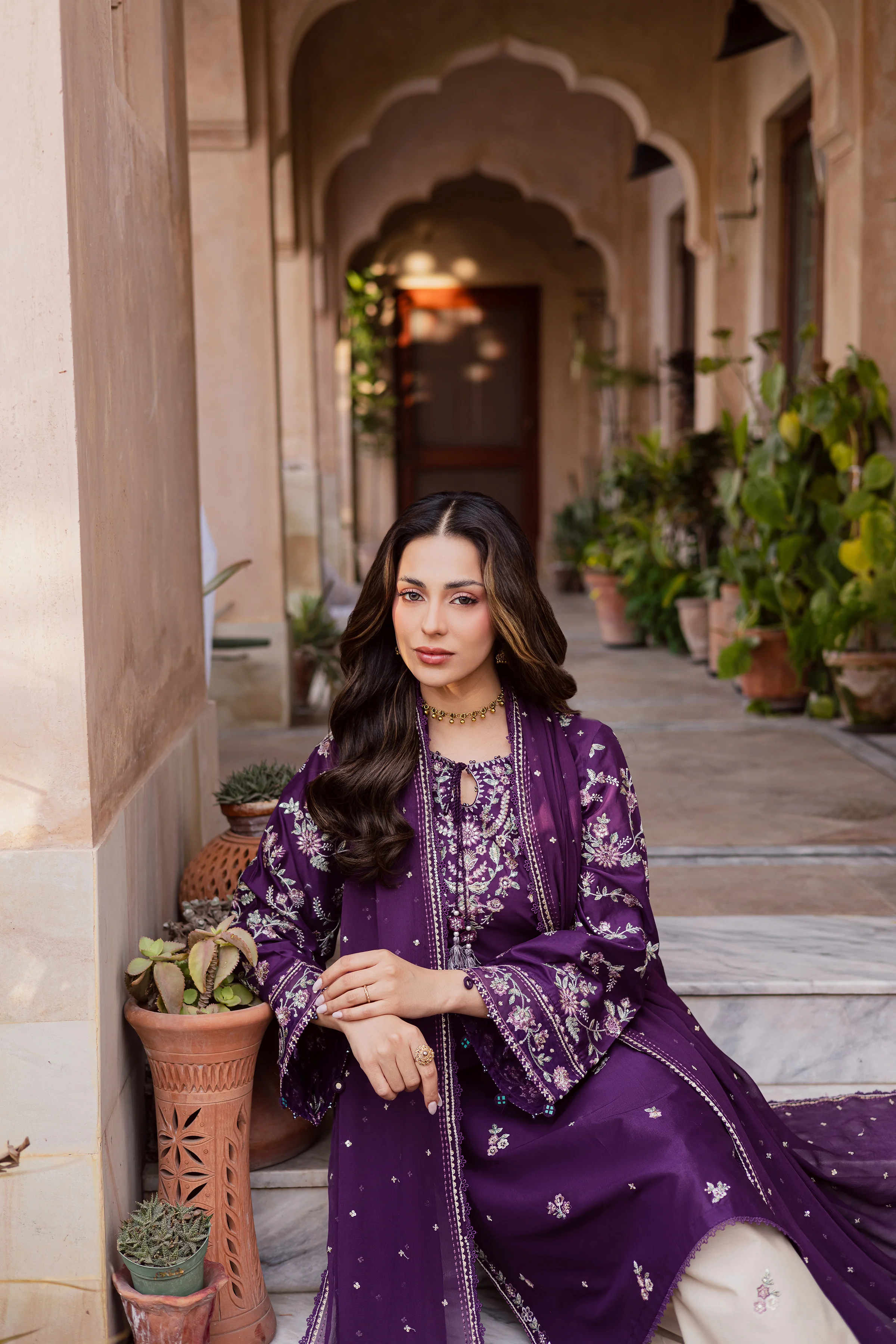 Plum Haze 3Pc - Festive Embroidered Lawn - Image 6