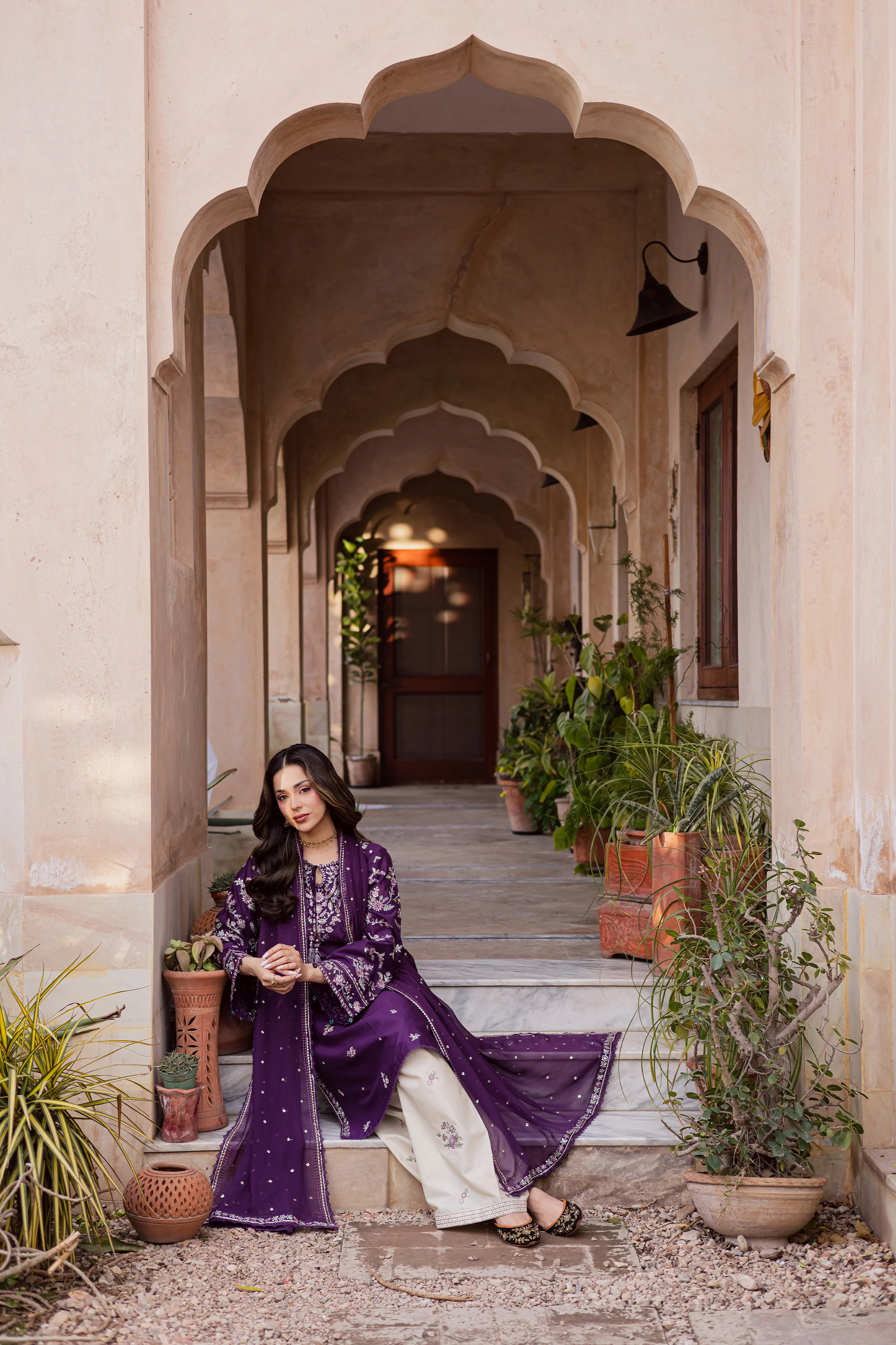 Plum Haze 3Pc - Festive Embroidered Lawn - Image 7