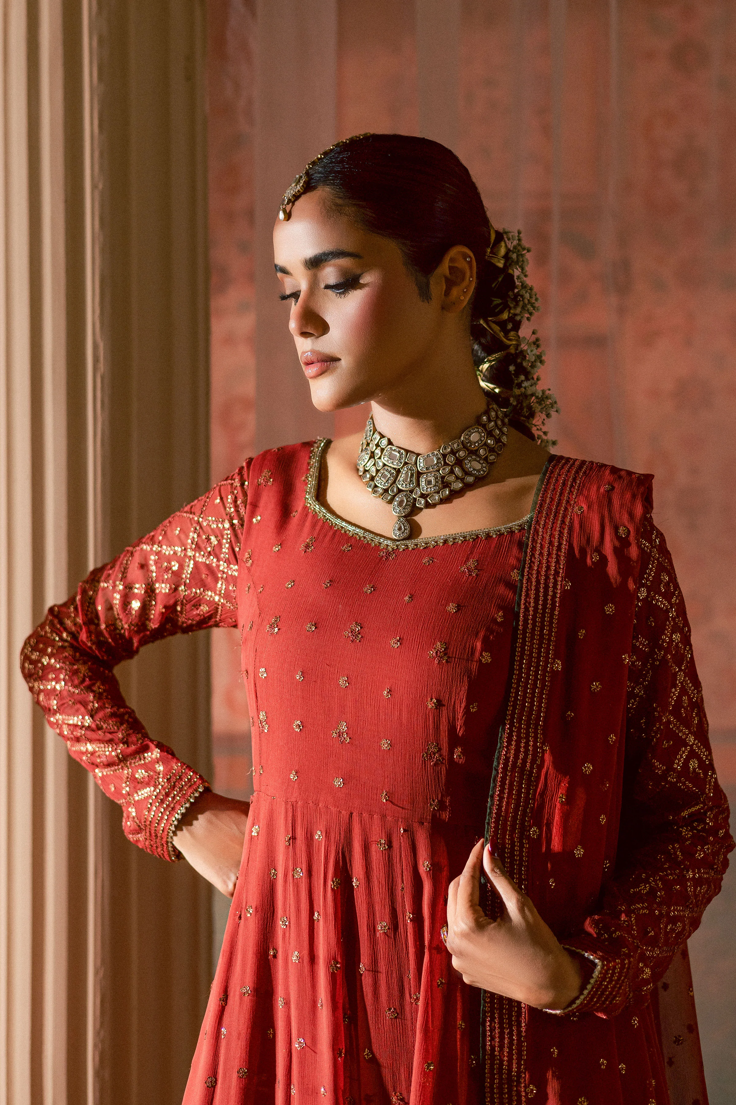 Crusteez 3Pc - Chiffon Wedding Frock - Image 3