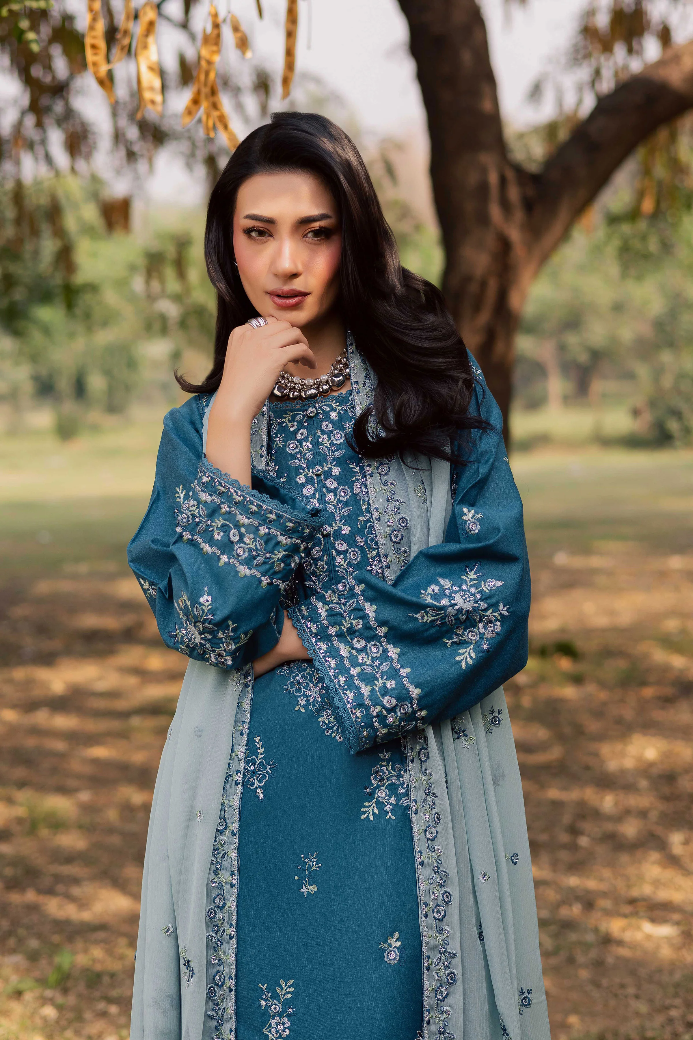 Punch 3Pc - Embroidered Karandi Dress - Image 2
