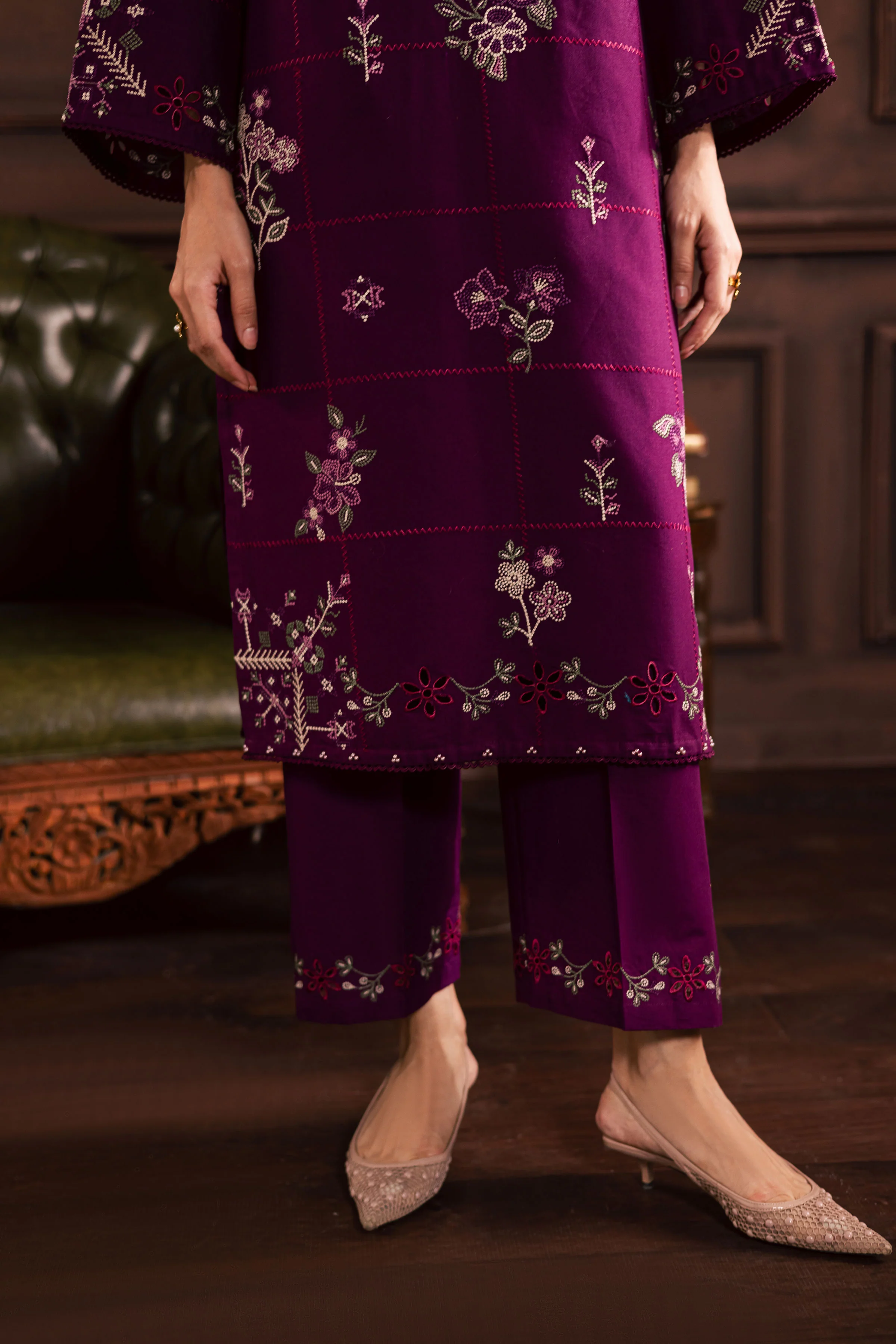 Purple Enid 2Pc - Embroidered Khaddar Dress - Image 11