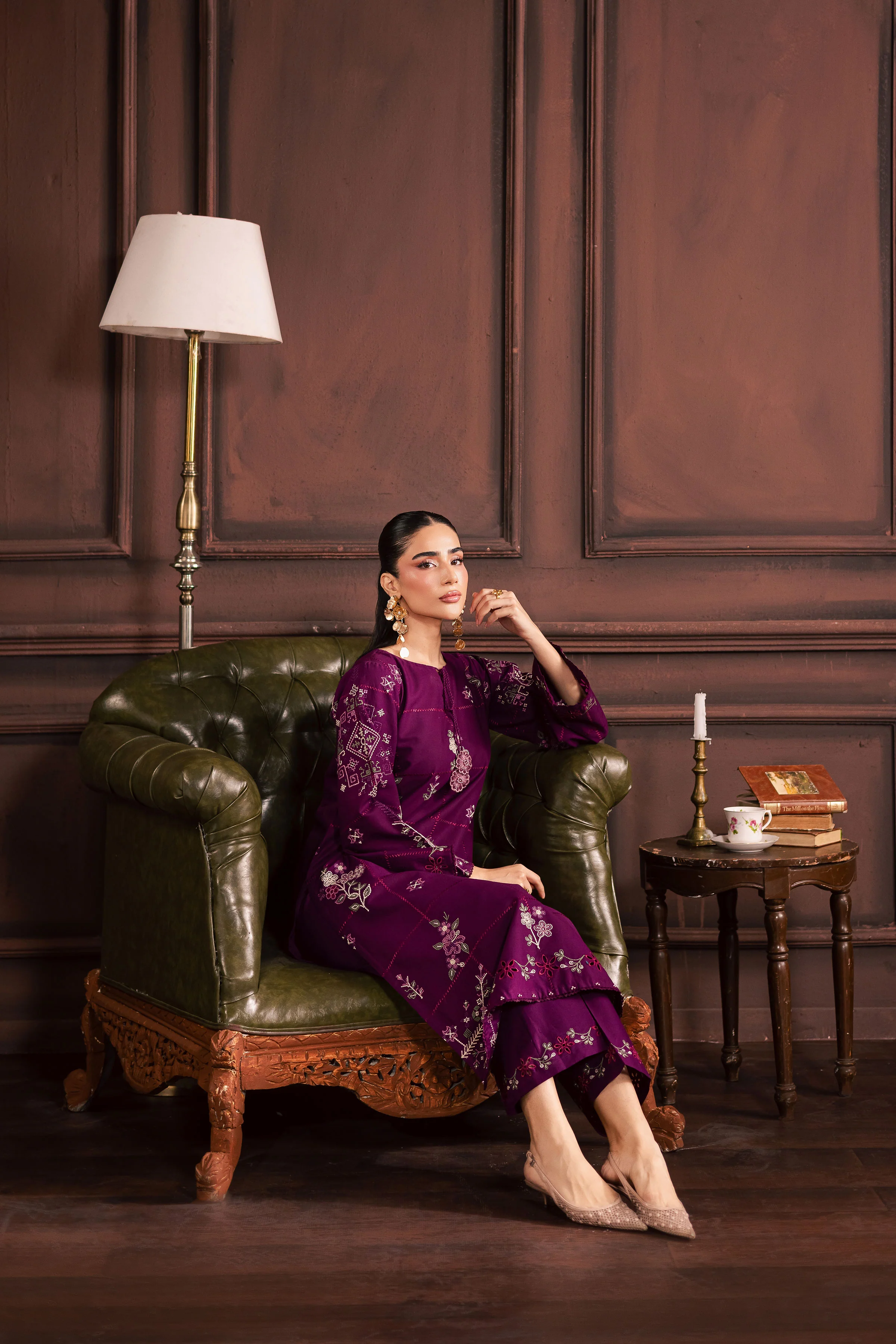 Purple Enid 2Pc - Embroidered Khaddar Dress - Image 5