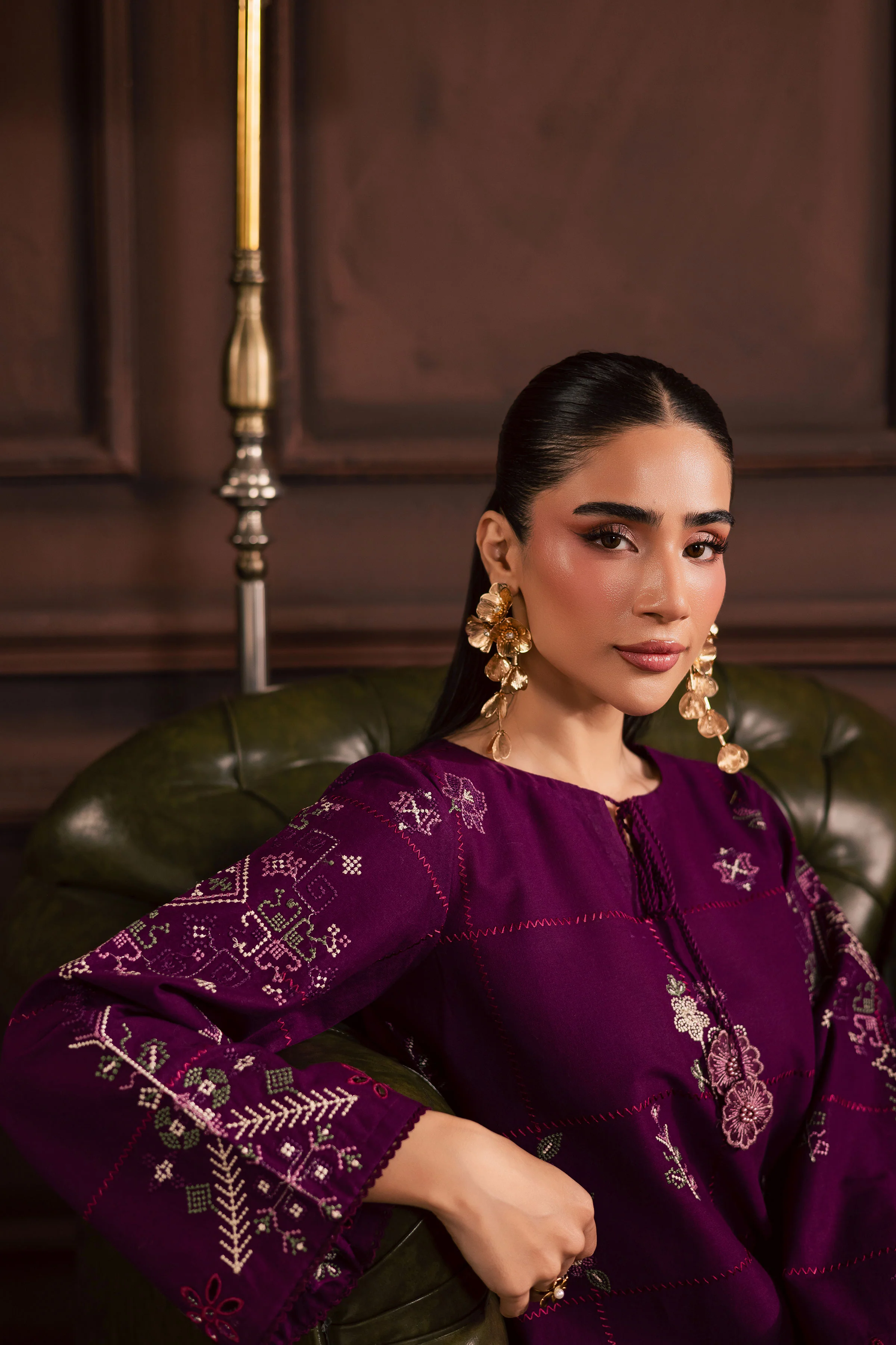 Purple Enid 2Pc - Embroidered Khaddar Dress - Image 6