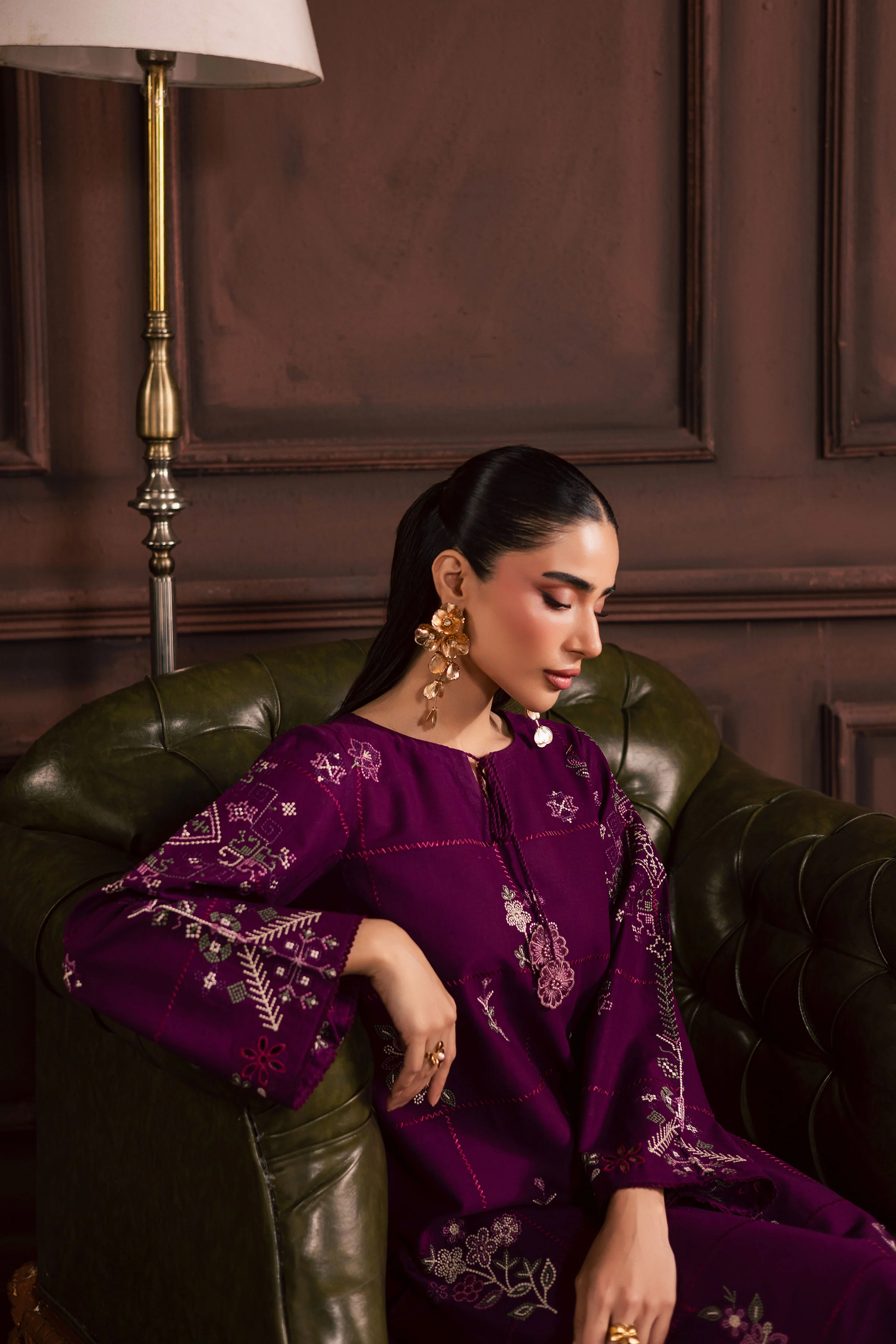 Purple Enid 2Pc - Embroidered Khaddar Dress - Image 7