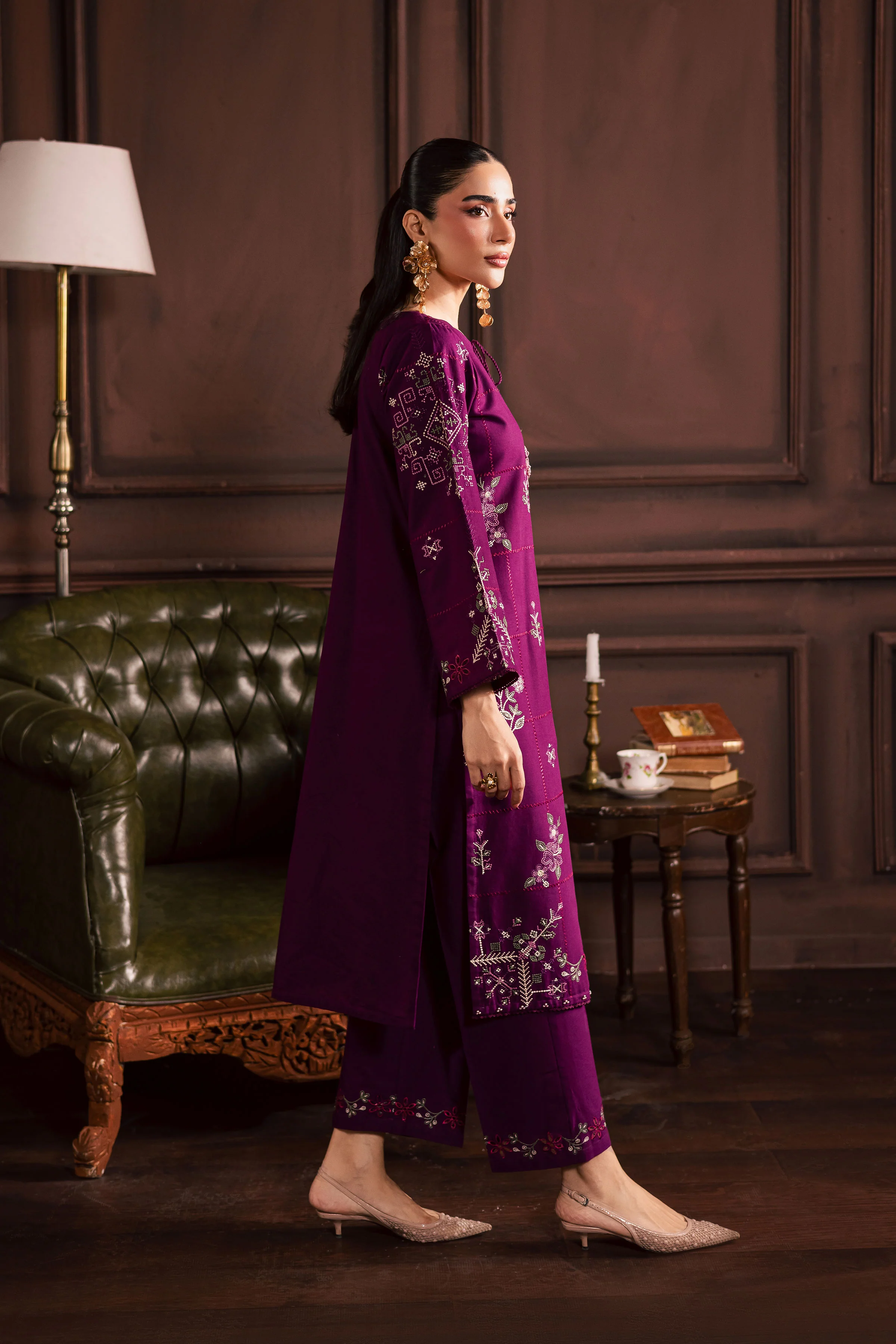 Purple Enid 2Pc - Embroidered Khaddar Dress - Image 9